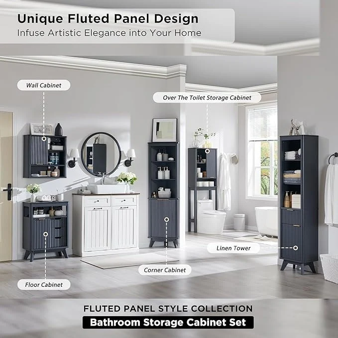 Modern Bathroom Wall Cabinet, Wall Mounted Medicine Storage Organizer with Shelves for Home Organization - Image 21