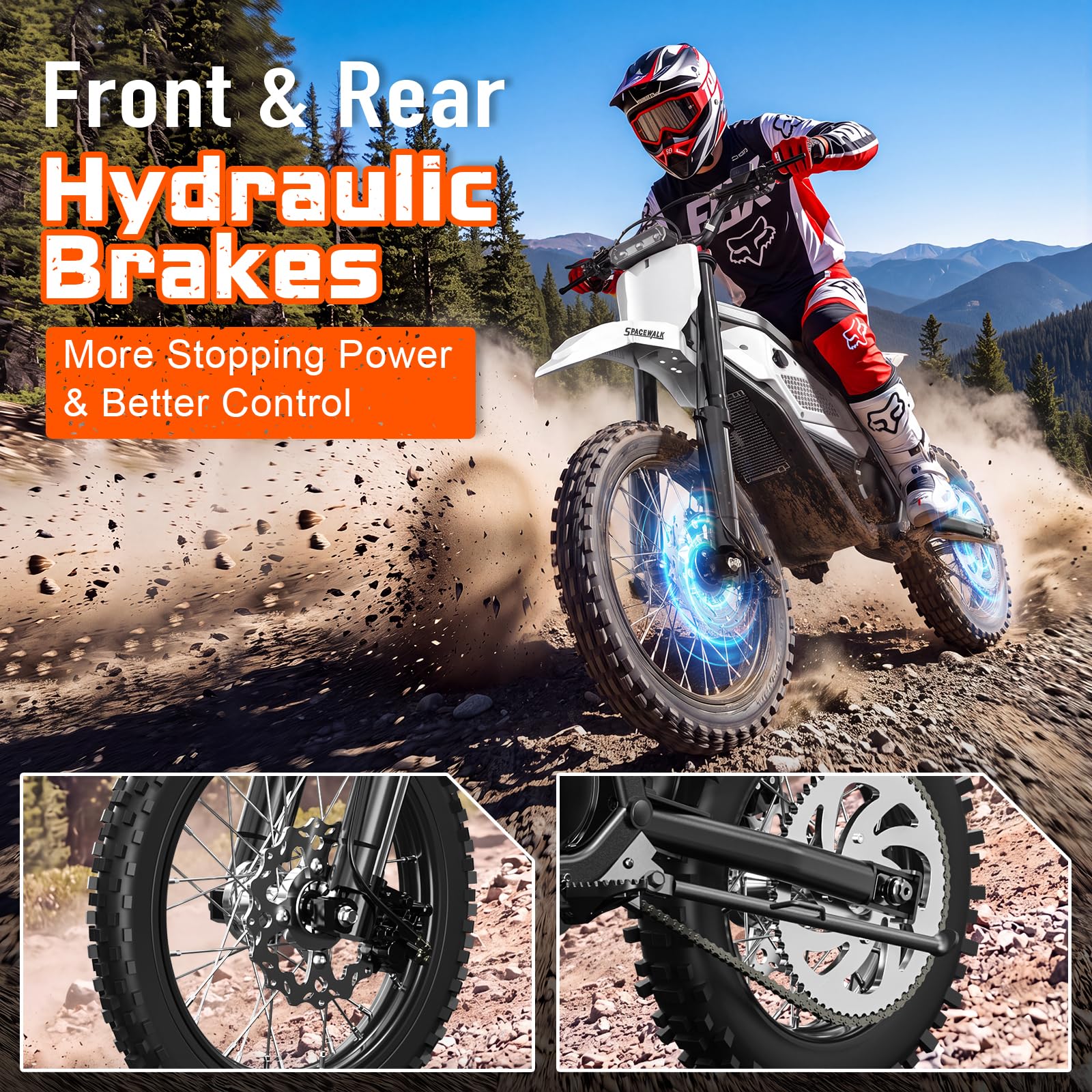 Electric Dirt Bike for Adults/Teens, 60V 55 Miles Range 3000W 37MPH - Image 5