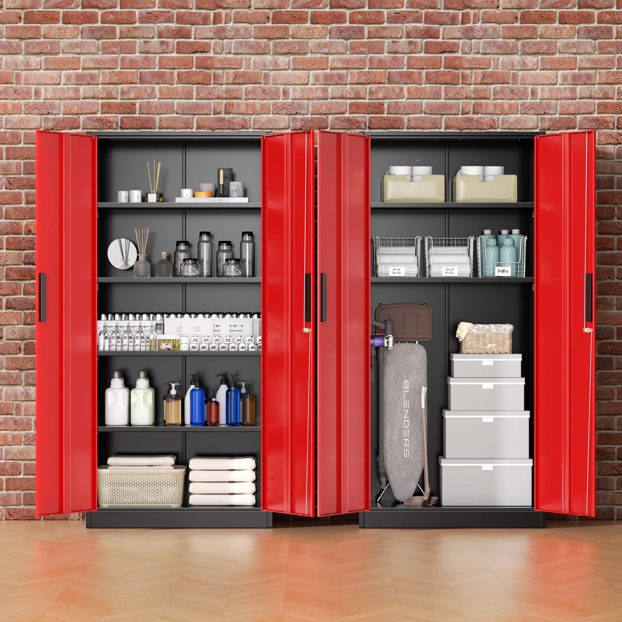 SOLAURA Metal Storage Cabinet with Wheels, 73" Garage Rolling Cabinet with Locking Door and 4 Shelves, Tool Cabinet on Caster for Home, Office, Black - Image 55