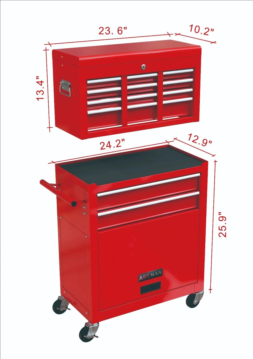 8-Drawer Rolling Tool Chest with Wheels, High Capacity Tool Storage Removable Tool Box Combo, Tool Storage Cabinet with Lockable Drawers, Toolbox for Workshop and Mechanics Garage, Blue - Image 14