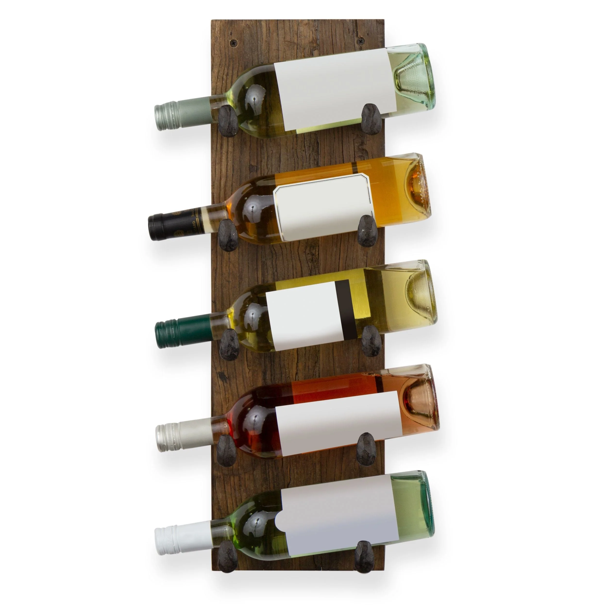 5 Bottle Wood Wall Mounted Wine Rack, Walnut Finish Bottle Holder for Kitchen, Dining Room and Home Bar - Image 5