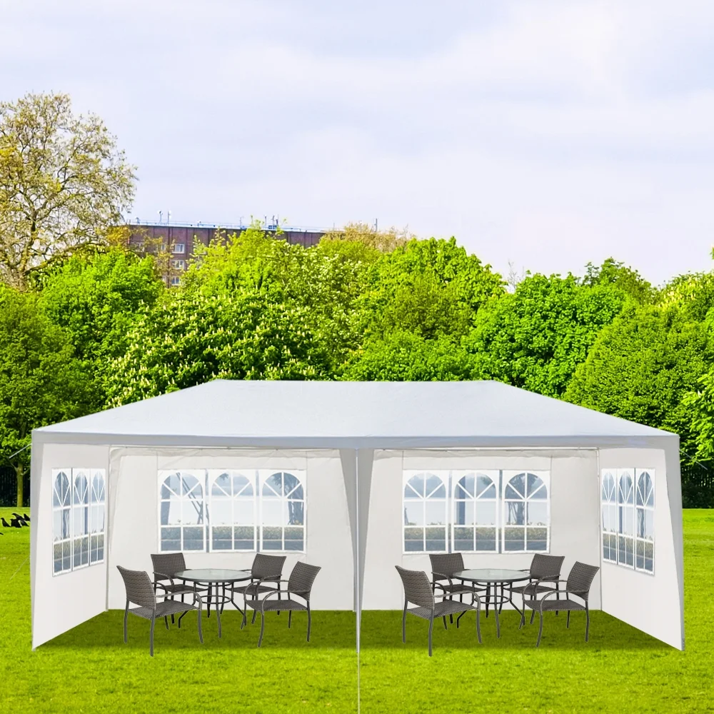 10'X20' Outdoor Party Tent with 4 Removable Sidewalls, Waterproof Canopy Patio Wedding Gazebo, White - Image 3