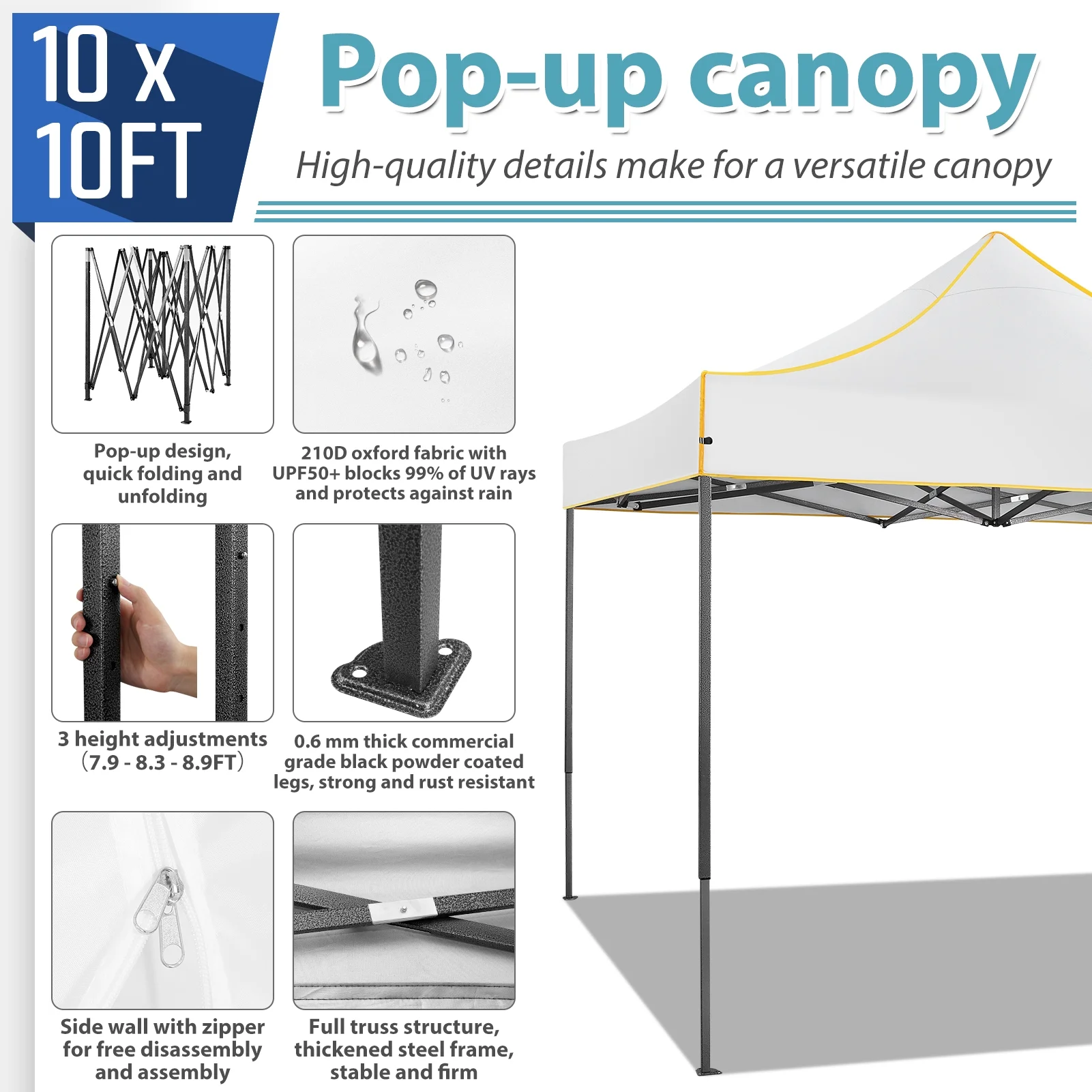 SANOPY 10'x10' Pop up Canopy Tent Anti-UV Waterproof Outdoor Gazebo Instant Party Wedding Backyard Canopy Tent Shade Shelter for Backyard, Patio, Parties,Khaki - Image 36