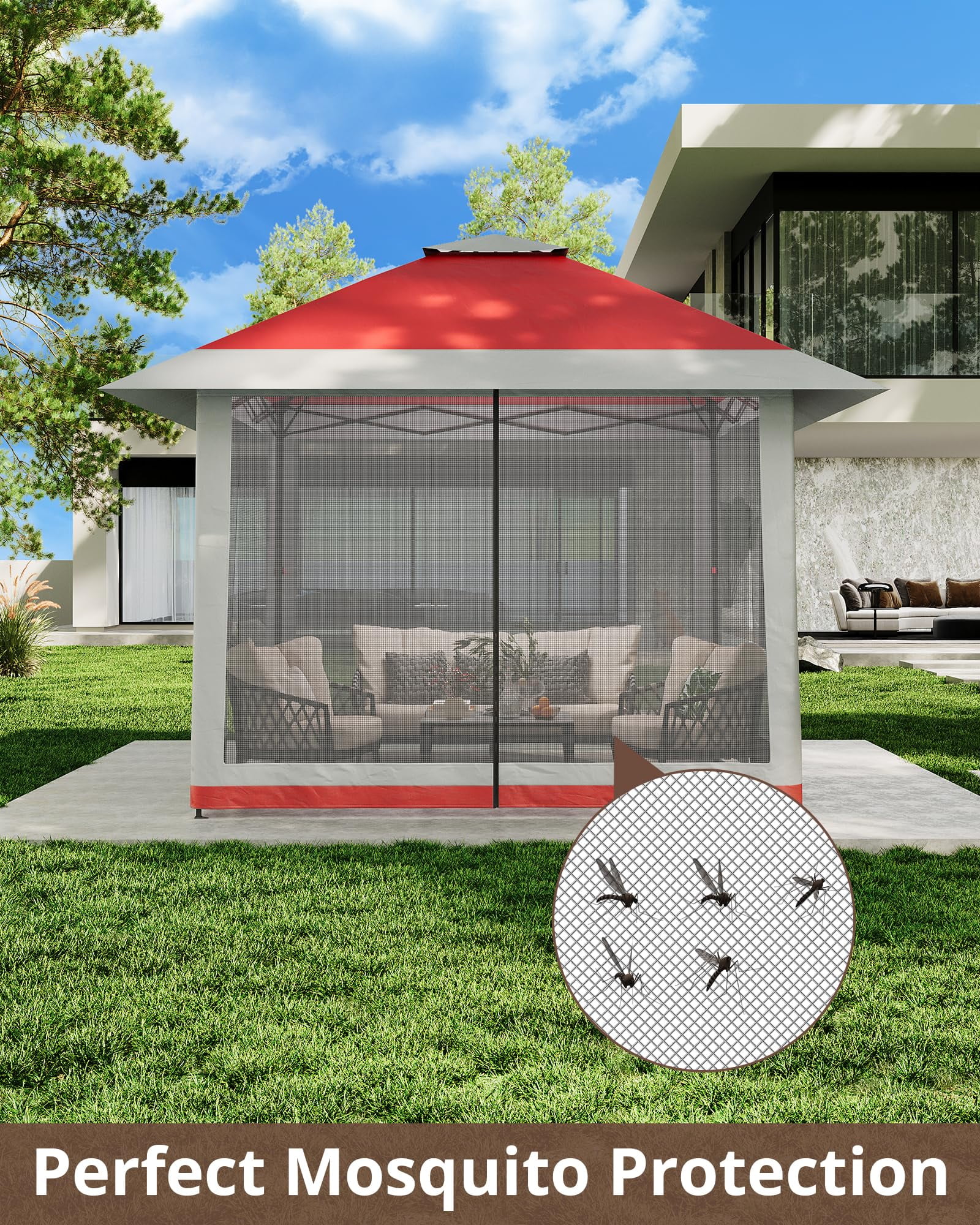 Accreate 13' X 13' Outdoor Patio Gazebo,Outdoor Canopy Tent with Mosquito Netting,Backyard Tent for Party, Wedding, Outdoor Dining, Patio, Backyard - Image 36