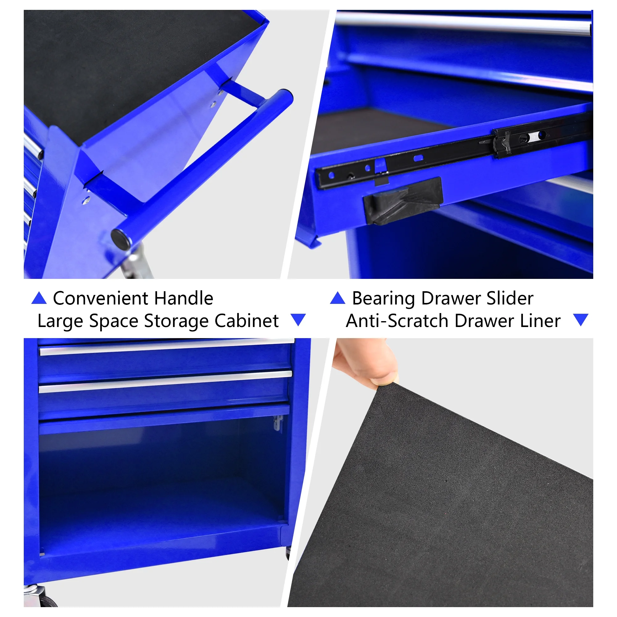 4 Drawers Multifunctional Tool Cart with Wheel Steel Tool Chest Storage Cabinet - Image 8