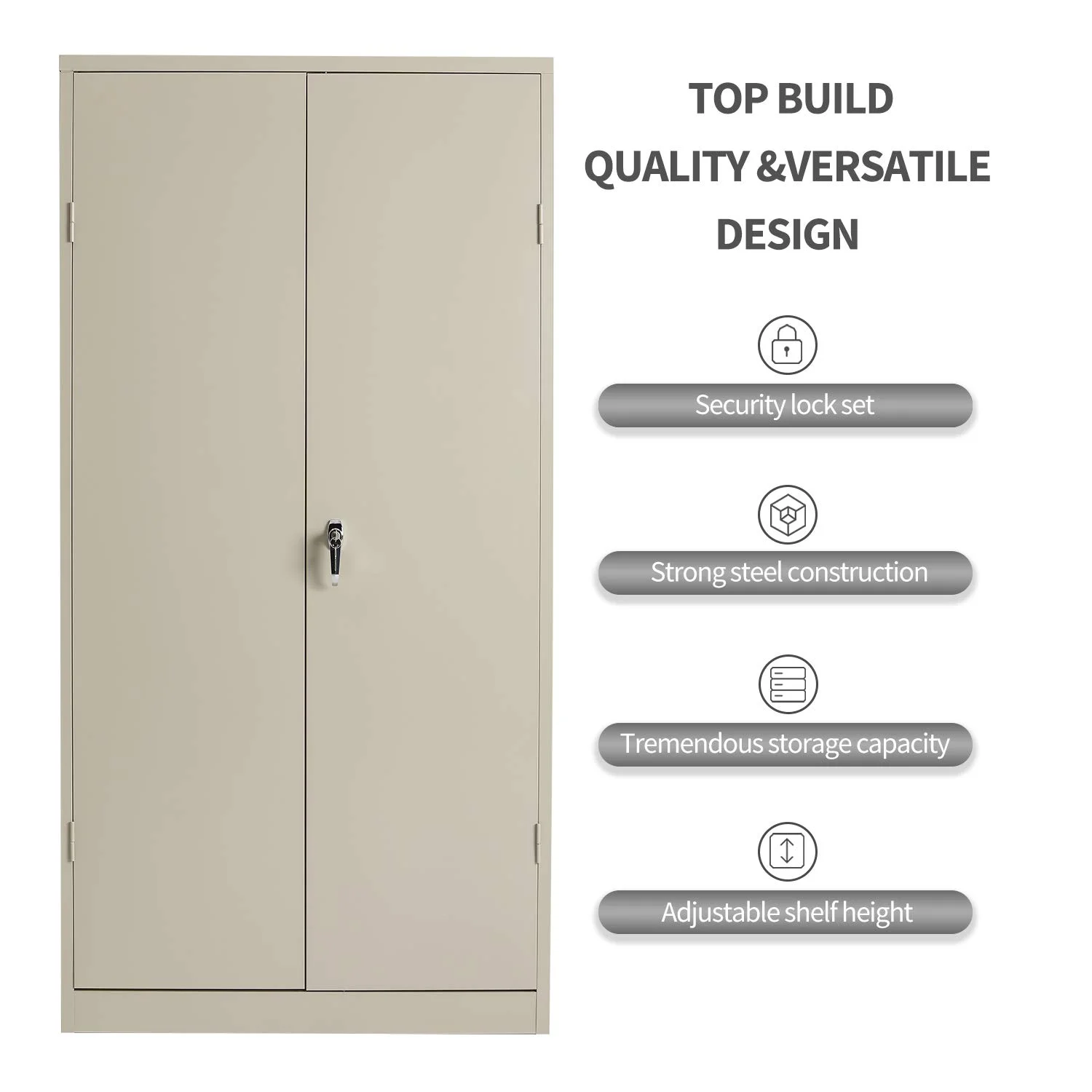 SUNCROWN Metal Storage Garage Cabinets with Locking Doors and Adjustable Shelves, Steel Storage Cabinet for Garage, Office, Classroom, Assemble Required(White) - Image 12