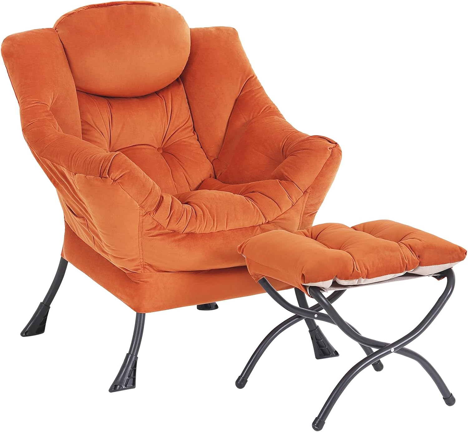 Modern Lazy Chair with Ottoman, Lounge Accent Reading Chair for Living Room - Image 2