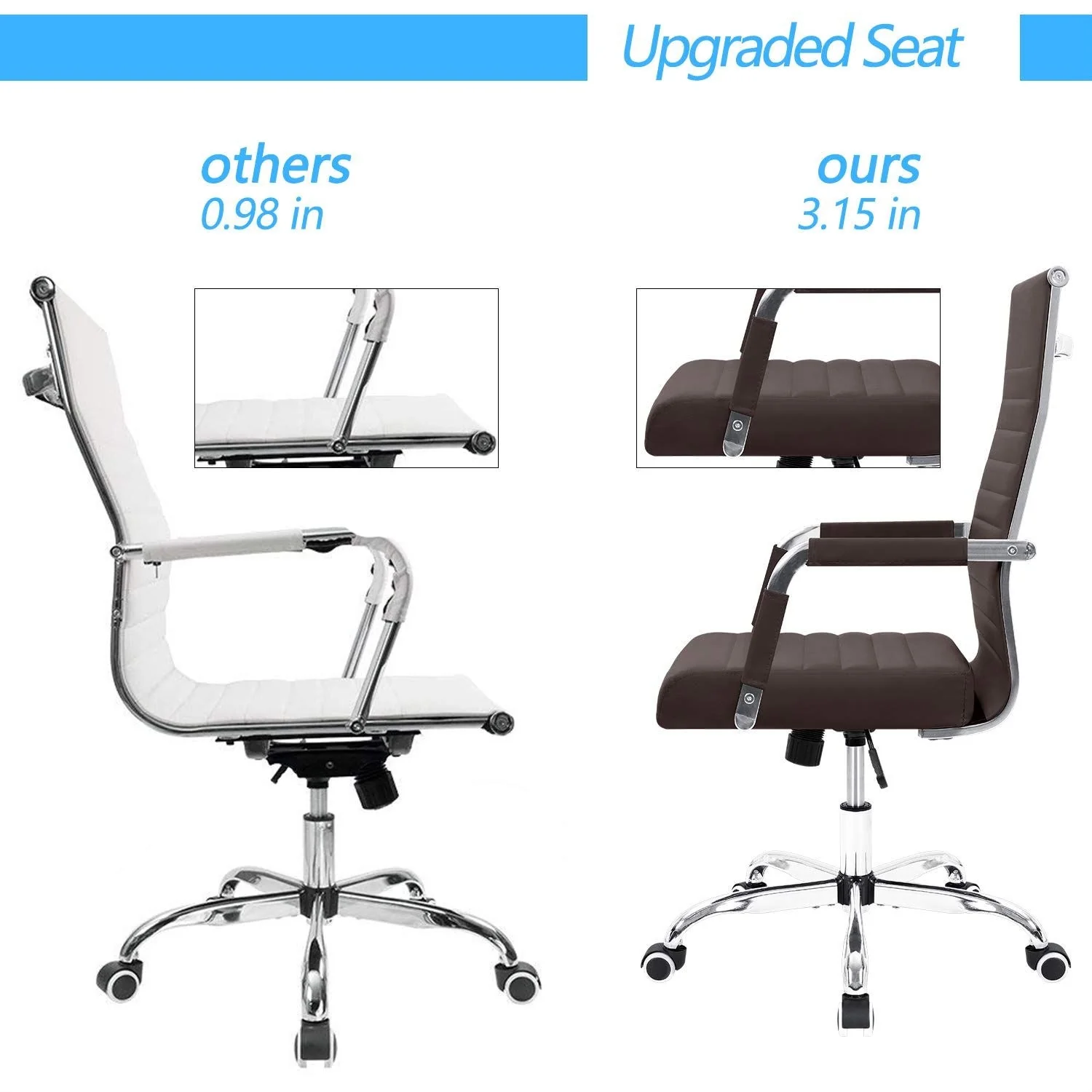 Ergonomic Ribbed Office Chair, Modern Computer Desk Chair with Comfortable Upholstered Seat for Home and Office - Image 23