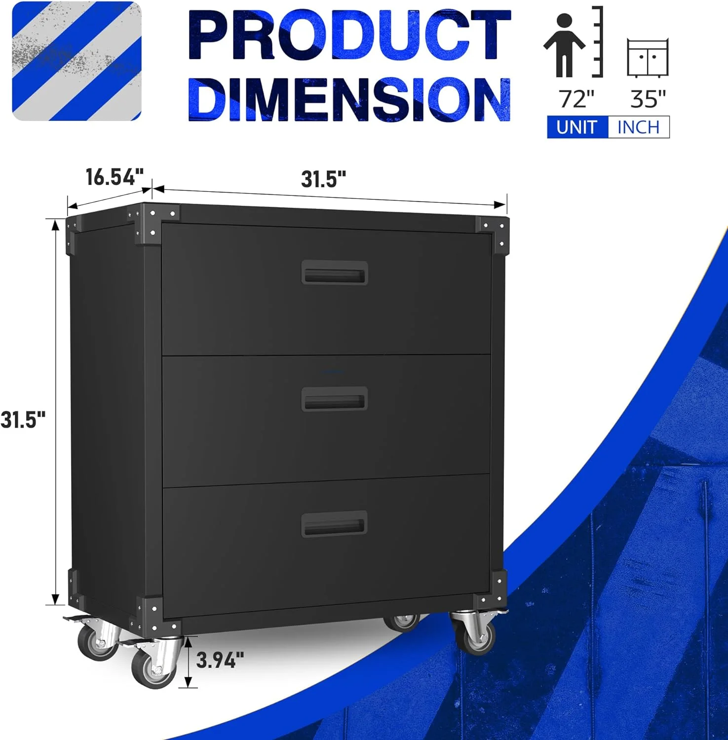 Gaeanet Rolling Tool Storage Cabinet with 5 Adjustable Shelves and Pegboard,Metal Garage Storage Cabinet with Wheels for Garage Home Office Utility Room,71" H-32" W-16" D,Required Assembly, Black - Image 122