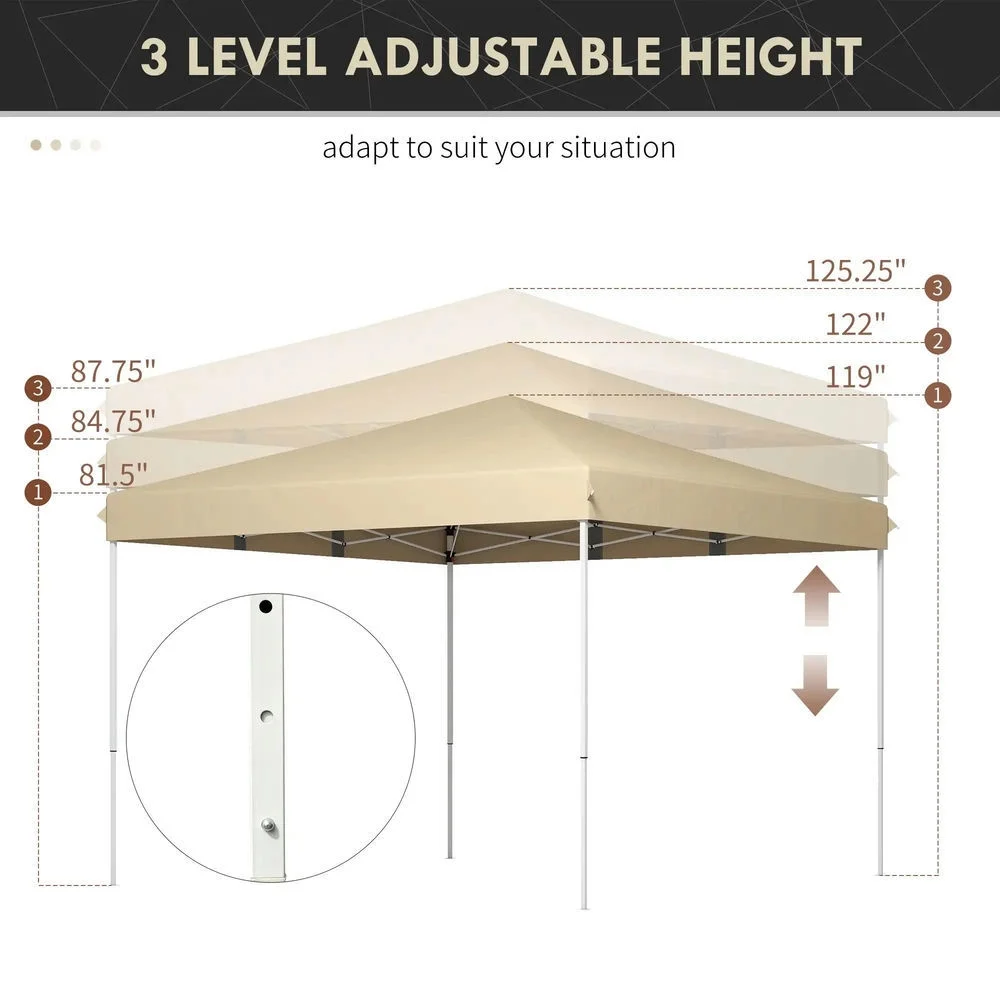 GVN Backyard Garden Canopy, Camping Canopy Screen Tent,13' x 13' Pop Up Canopy Tent with Height Adjustable, Carry Bag for Outdoor, Garden, Patio, Beige - Image 7