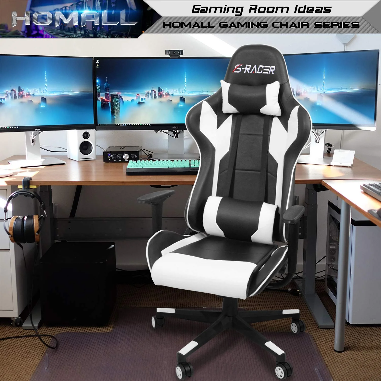 High Back Ergonomic Gaming Chair, Leather Computer Desk Chair for Gaming, Home Office and Work - Image 2