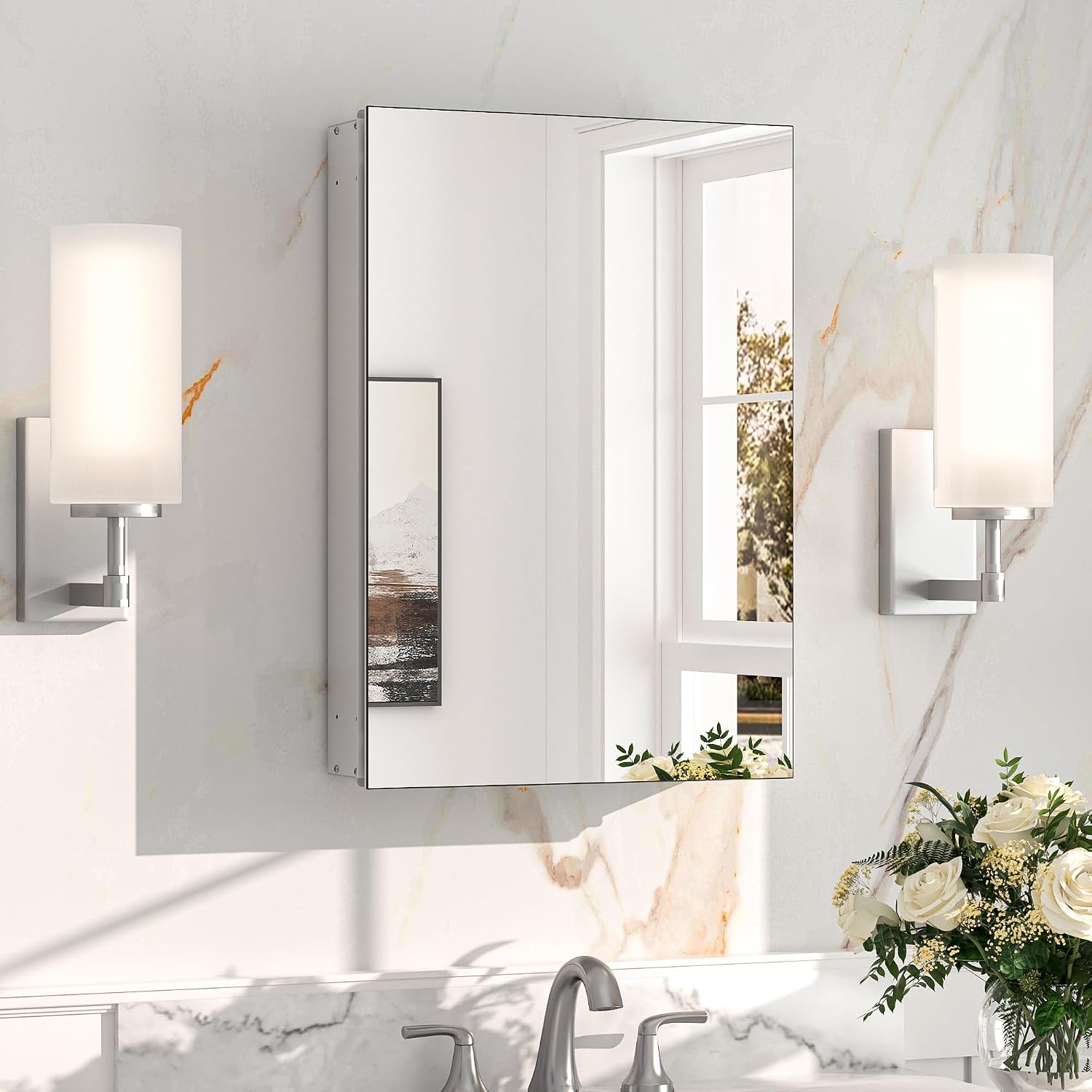 Black Medicine Cabinet with Mirror 20" x 26", Lightweight Aluminum - Image 12