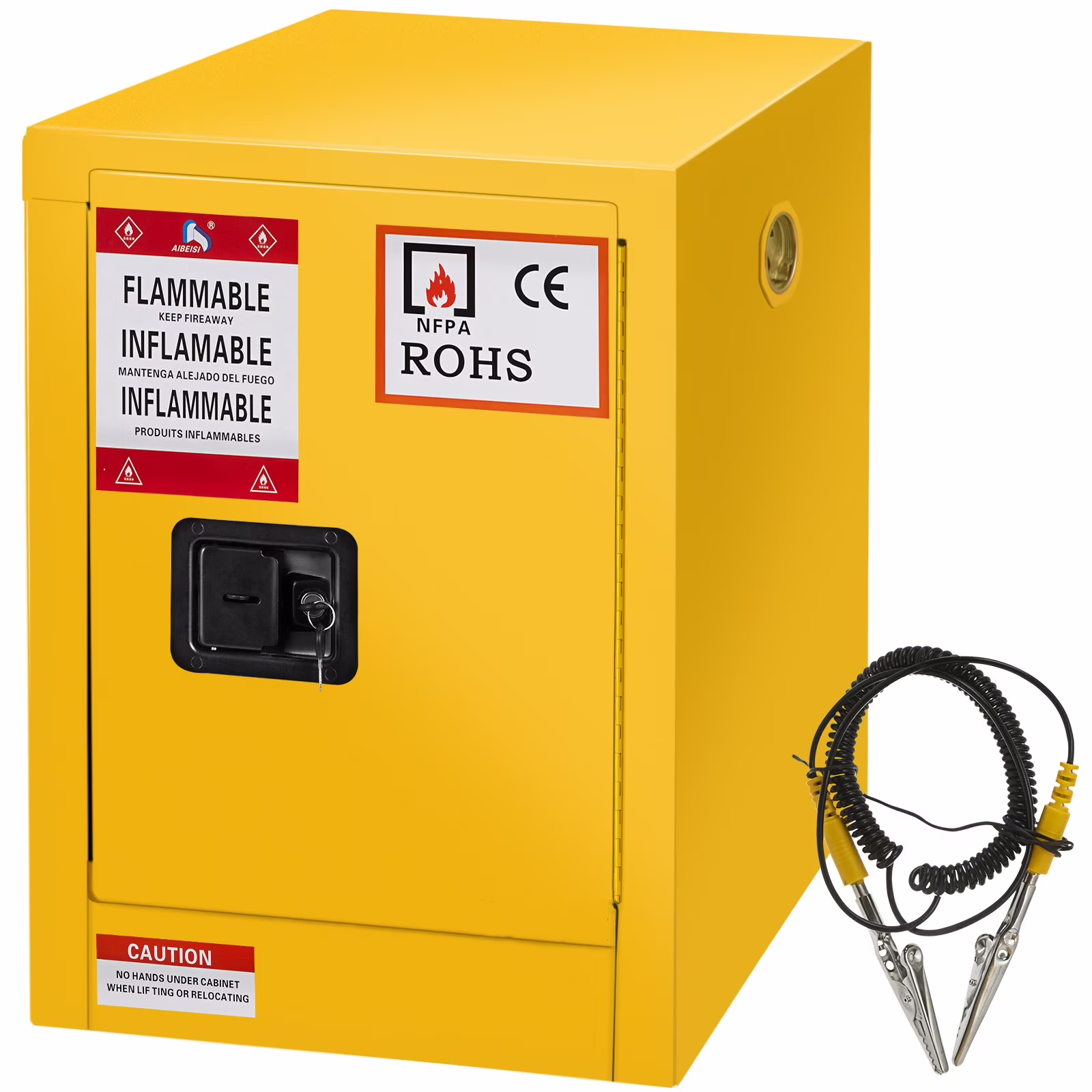 BENTISM Safety Cabinet for Flammable Liquids Single door and Manual Close Yellow Hazardous Storage 43 x 43 x 46CM - Image 3