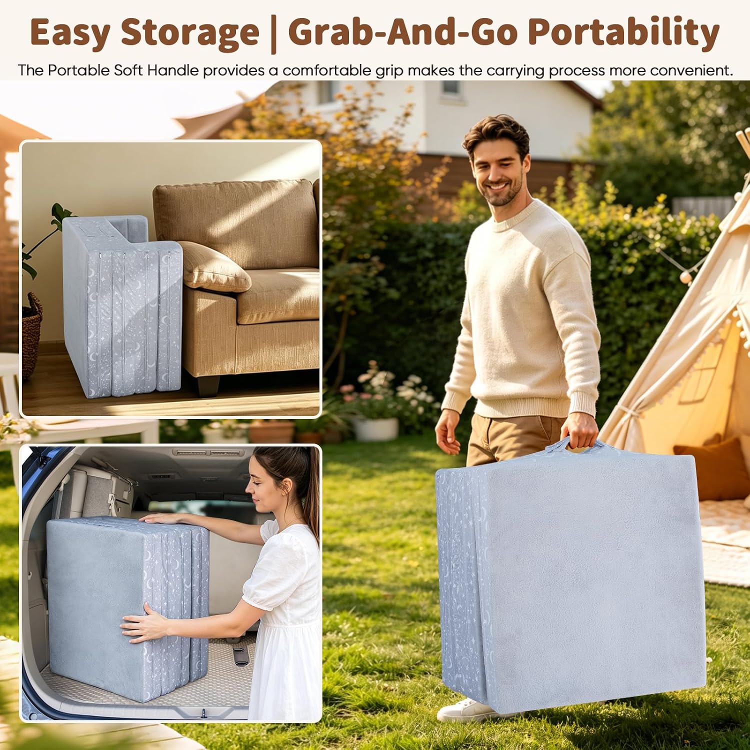 Portable Toddler Travel Bed, 3 in 1 Foldable Toddler Floor Bed No Assembly - Image 7