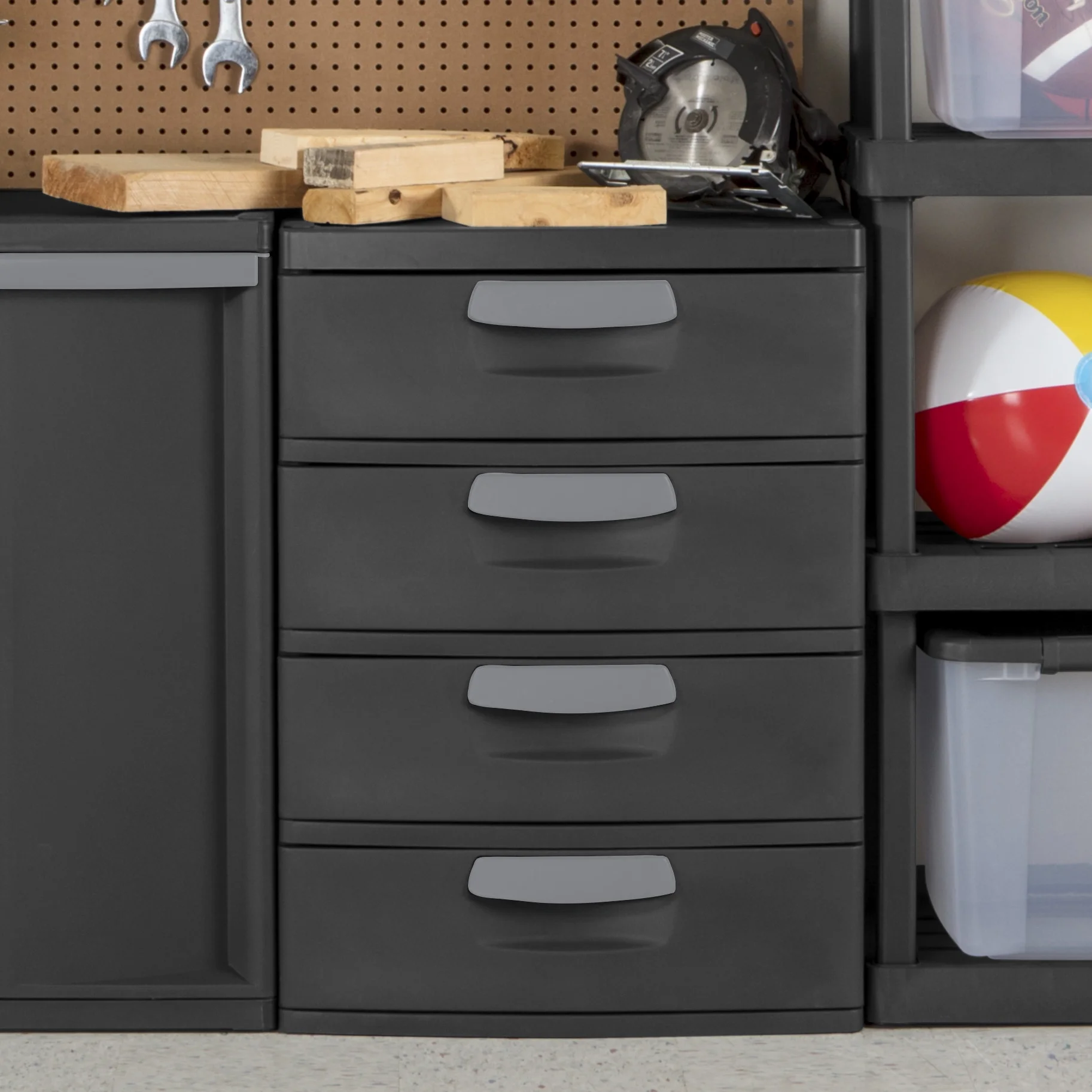 Sterilite 4 Drawer Unit, Durable Plastic Storage Solution for Garages and Basements, Dark Gray - Image 9