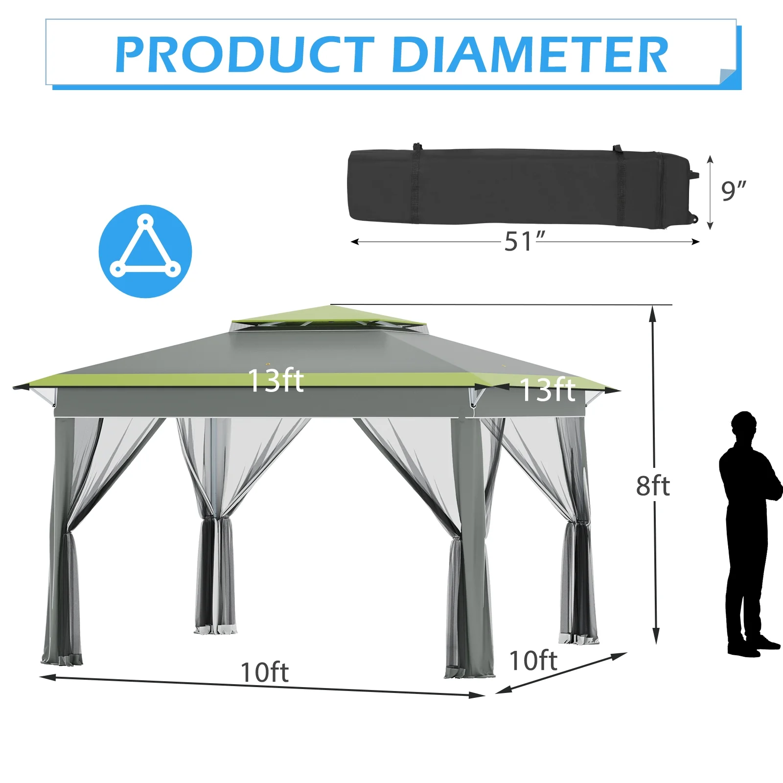 AVAWING 12x12 ft Outdoor Pop-up Canopy Party Tent Easy Setup Patio Wedding Tent, Khaki - Image 86