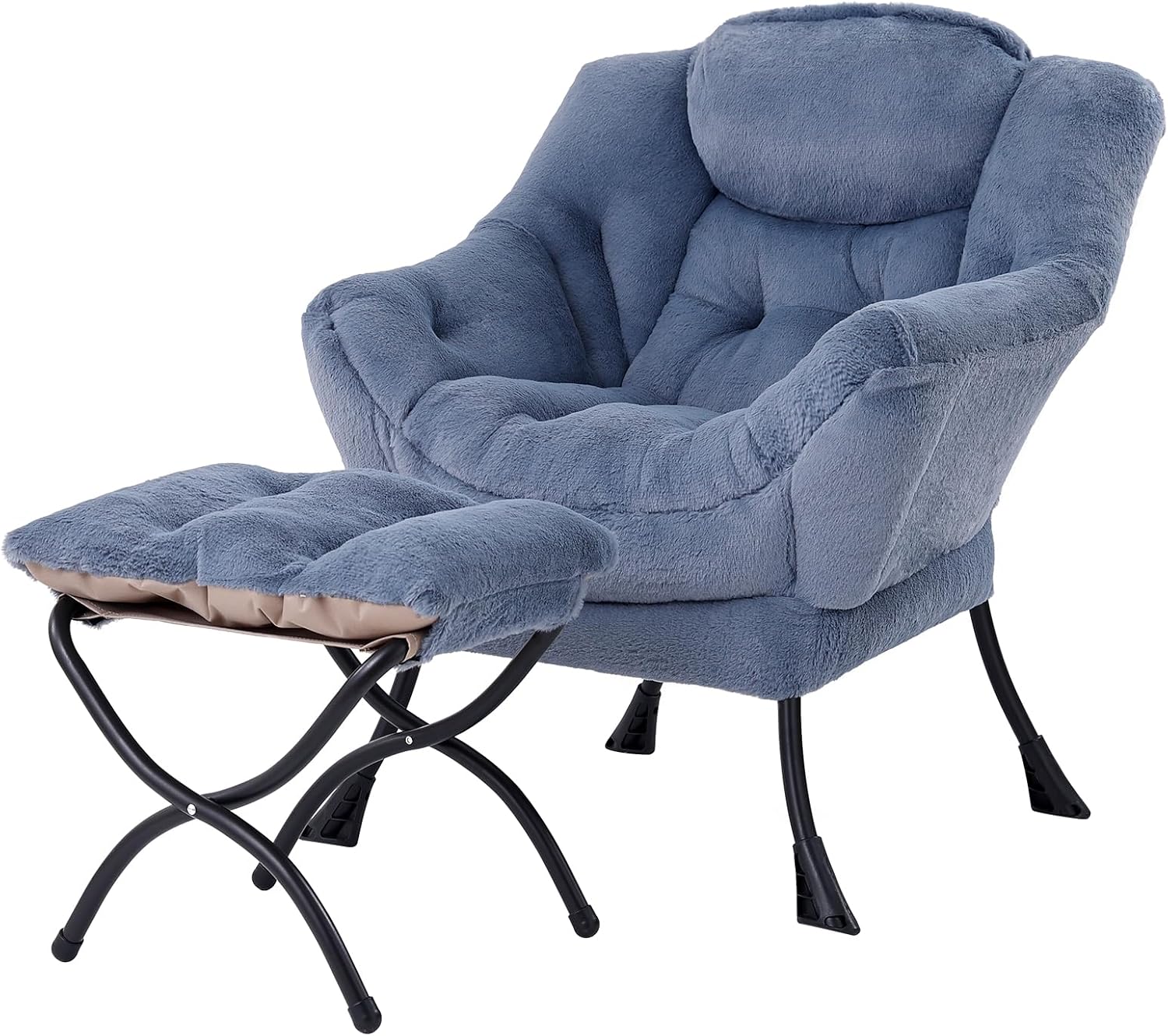 Lazy Chair with Ottoman, Reading Chair with Footrest, Dark Grey - Image 22