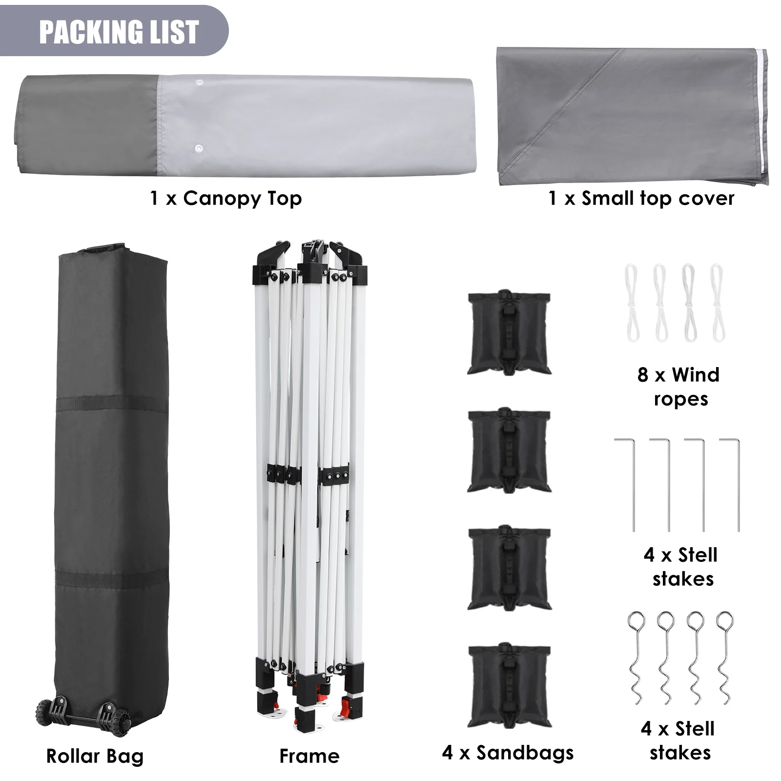 Arlopu White 12' x 12' Ez Pop Up Canopy Tent Portable Instant Folding Shelter Outdoor Camping Canopy Patio Party Gazebo - Image 5