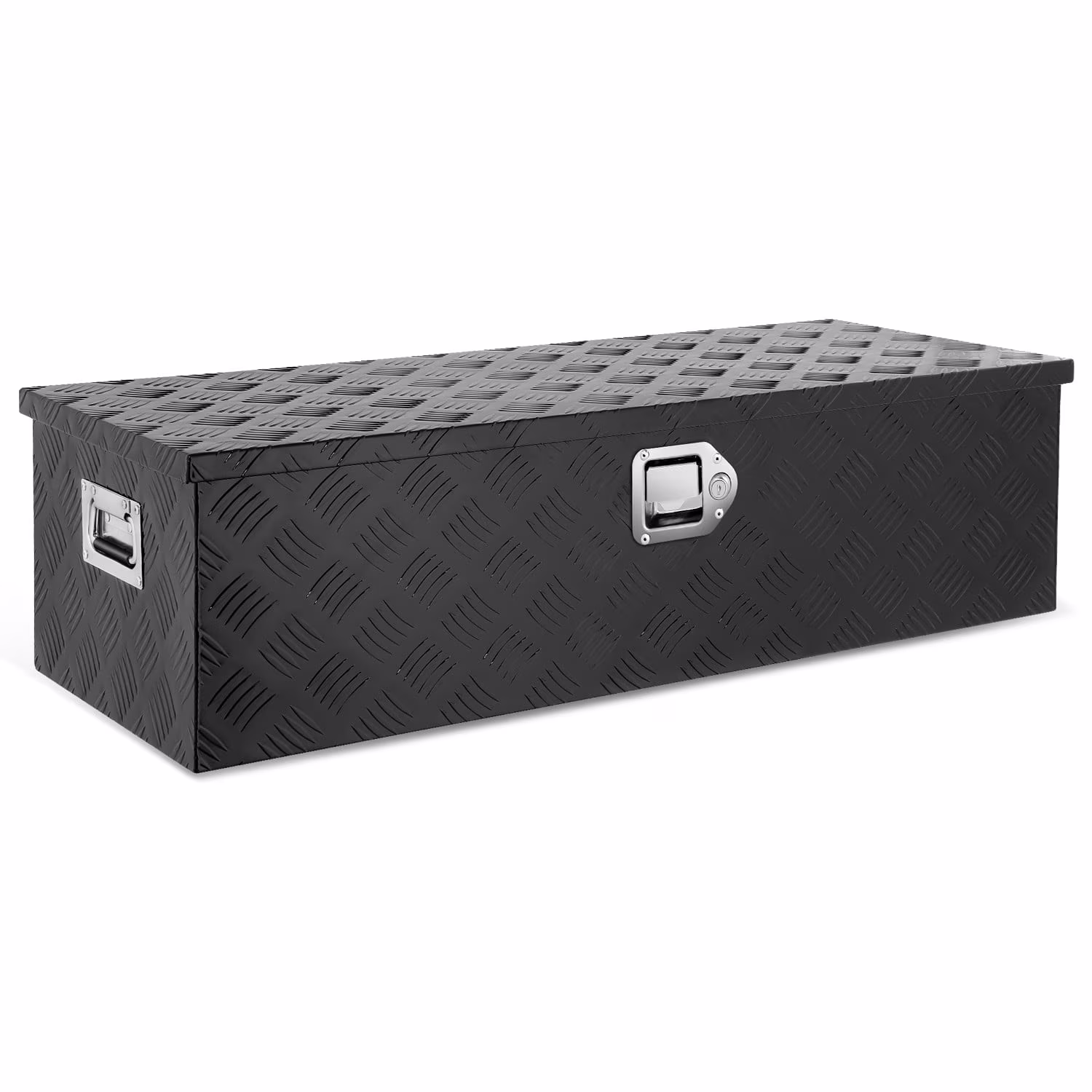 DNA Motoring 39"x13.4"x10" Aluminum Tool Box Pickup Truck Bed RV Trailer Storage w/Lock & Key Black