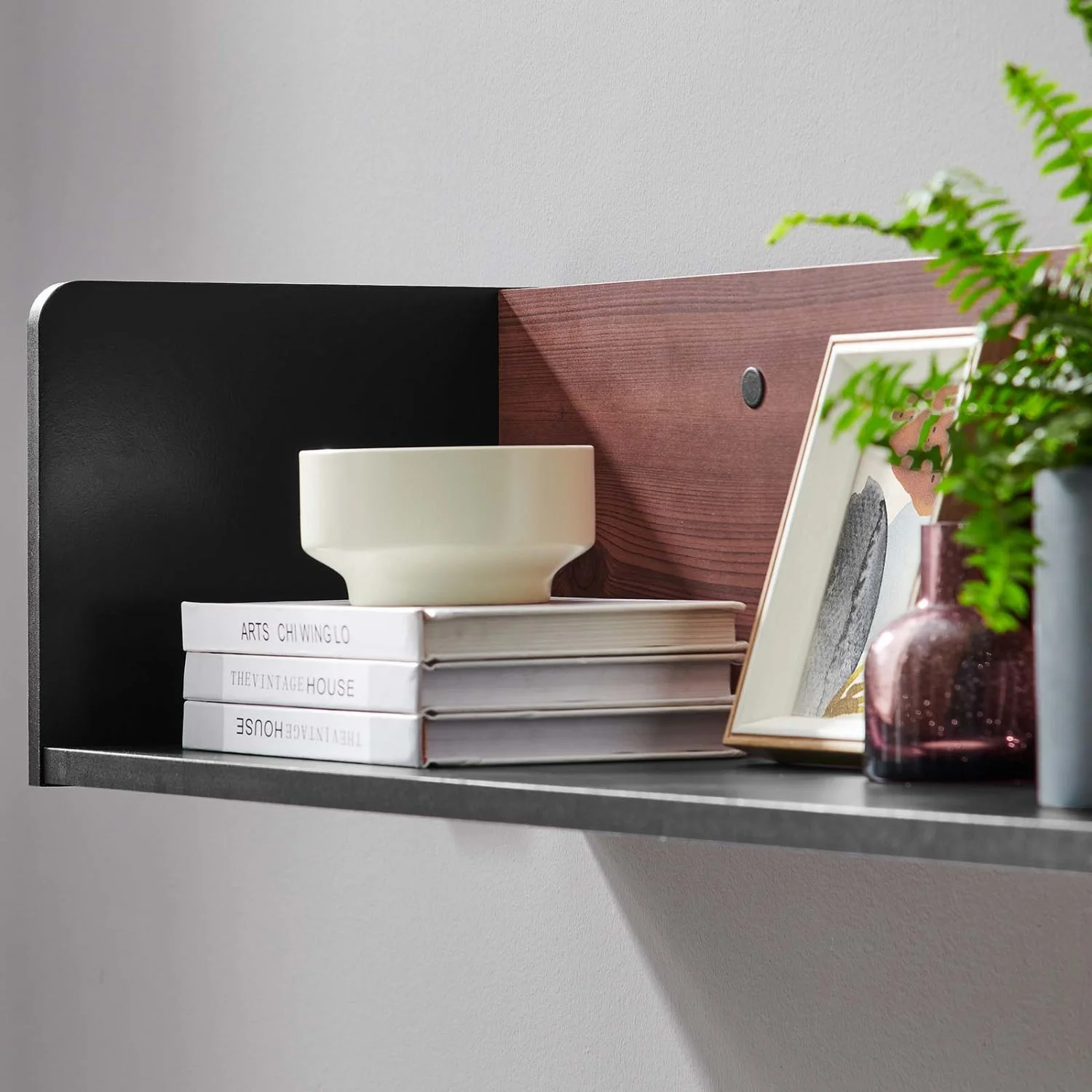 Wall Mount Storage Display Accent Cabinet, Black Cherry, Wood, Living Office Kitchen Hospitality Restaurant, Modern Contemporary HB34531 - Image 9