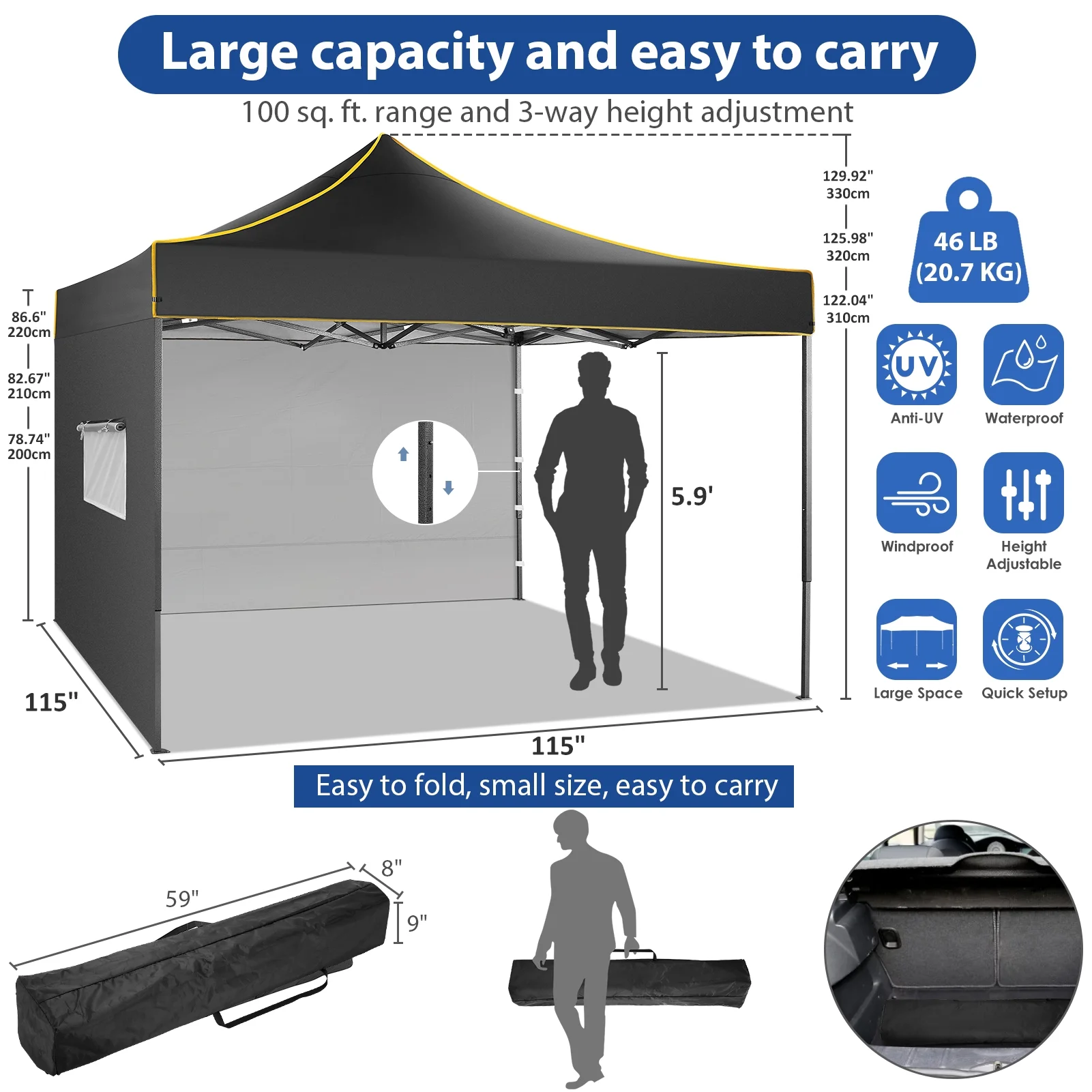 SANOPY 10'x10' Pop up Canopy Tent Anti-UV Waterproof Outdoor Gazebo Instant Party Wedding Backyard Canopy Tent Shade Shelter for Backyard, Patio, Parties,Khaki - Image 19