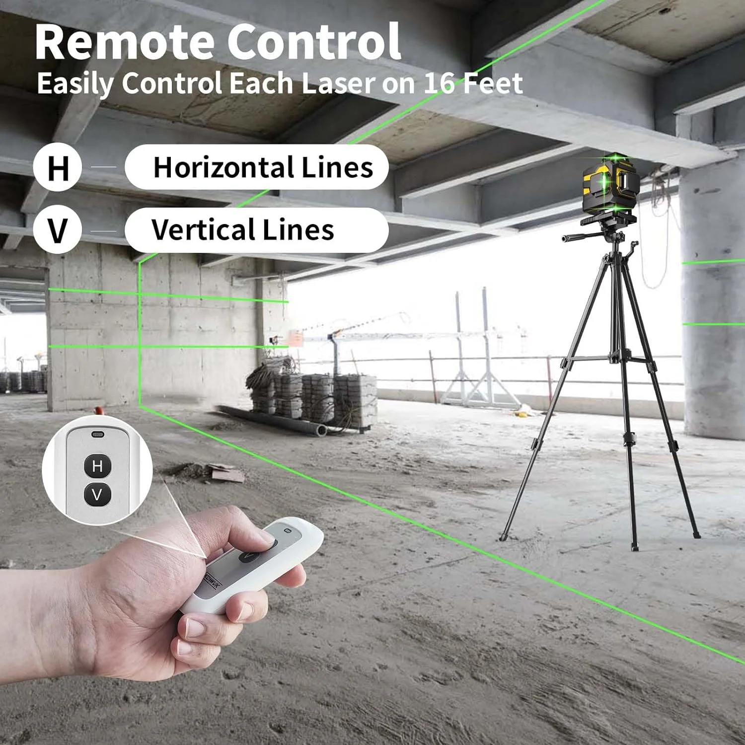 Laser Level, IKOVWUK 3x360- Cross Line Laser for Construction and Picture Hanging, 12 Green Lasers with Self-leveling, 65 ft Vertical & Horizontal Line, Level Tool with 5200 mAh Rechargeable Battery - Image 13