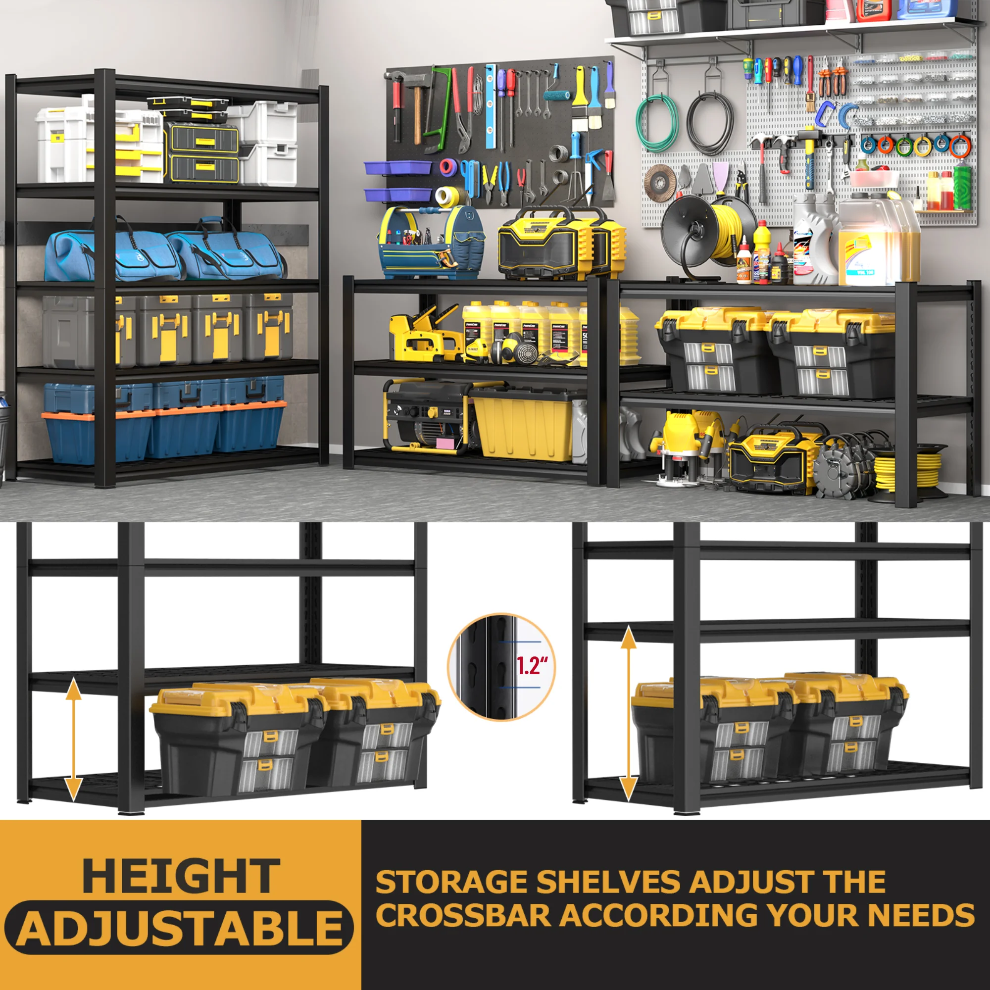 TrumanPick Storage Shelves 2500LBS Metal Wire Shelving Units Garage Storage Rack 48"W x 18"D x 72"H Heavy Duty Adjustable Industrial Shelving - Image 4
