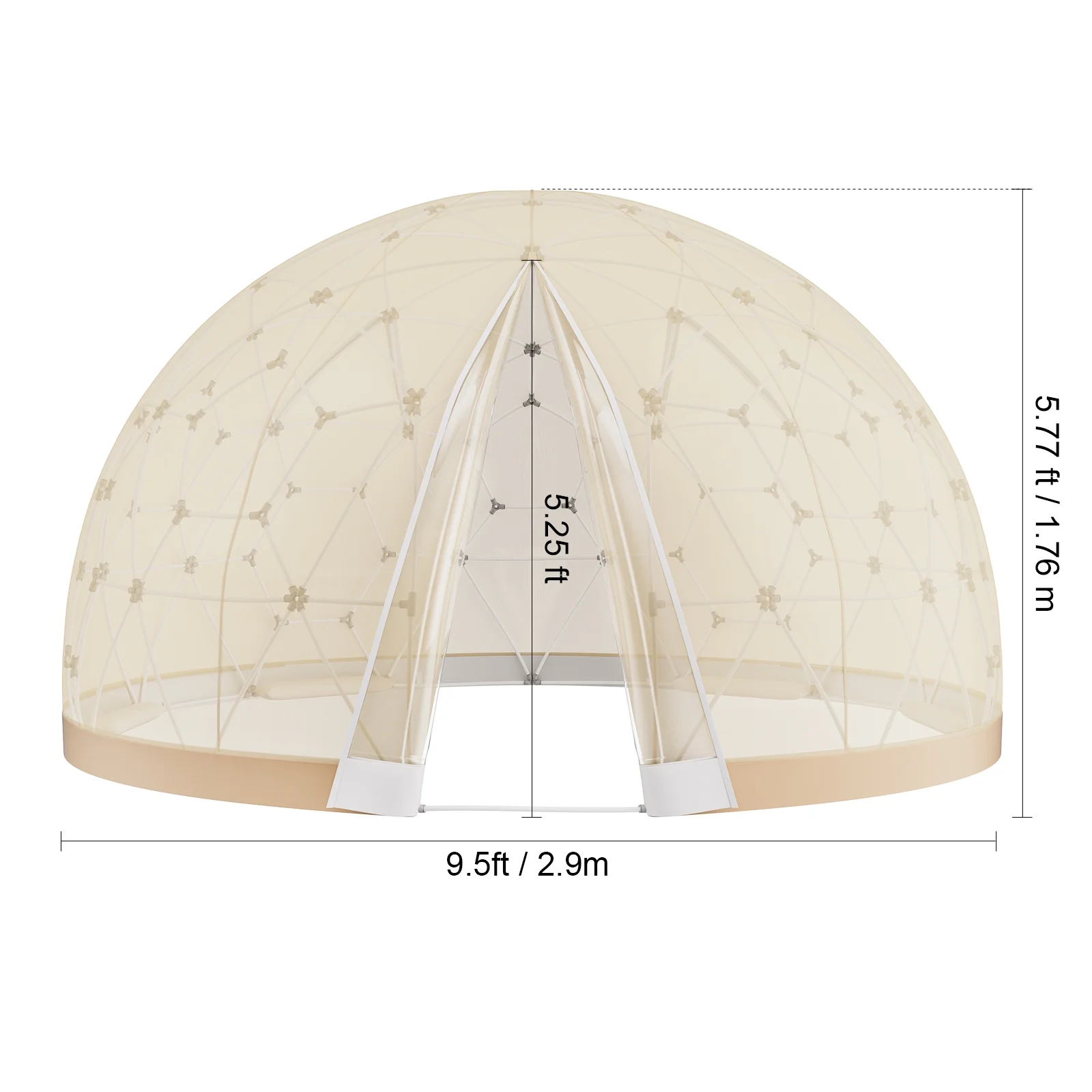 KFFKFF Dome Bubble Tent, 9.5FT Dual Cover (Clear & Light Yellow), Outdoor Spherical Shelter, Enhanced Garden Igloo, Weatherproof Pod for Camping, Patio, Outdoor Dining, Backyard Gatherings - Image 4
