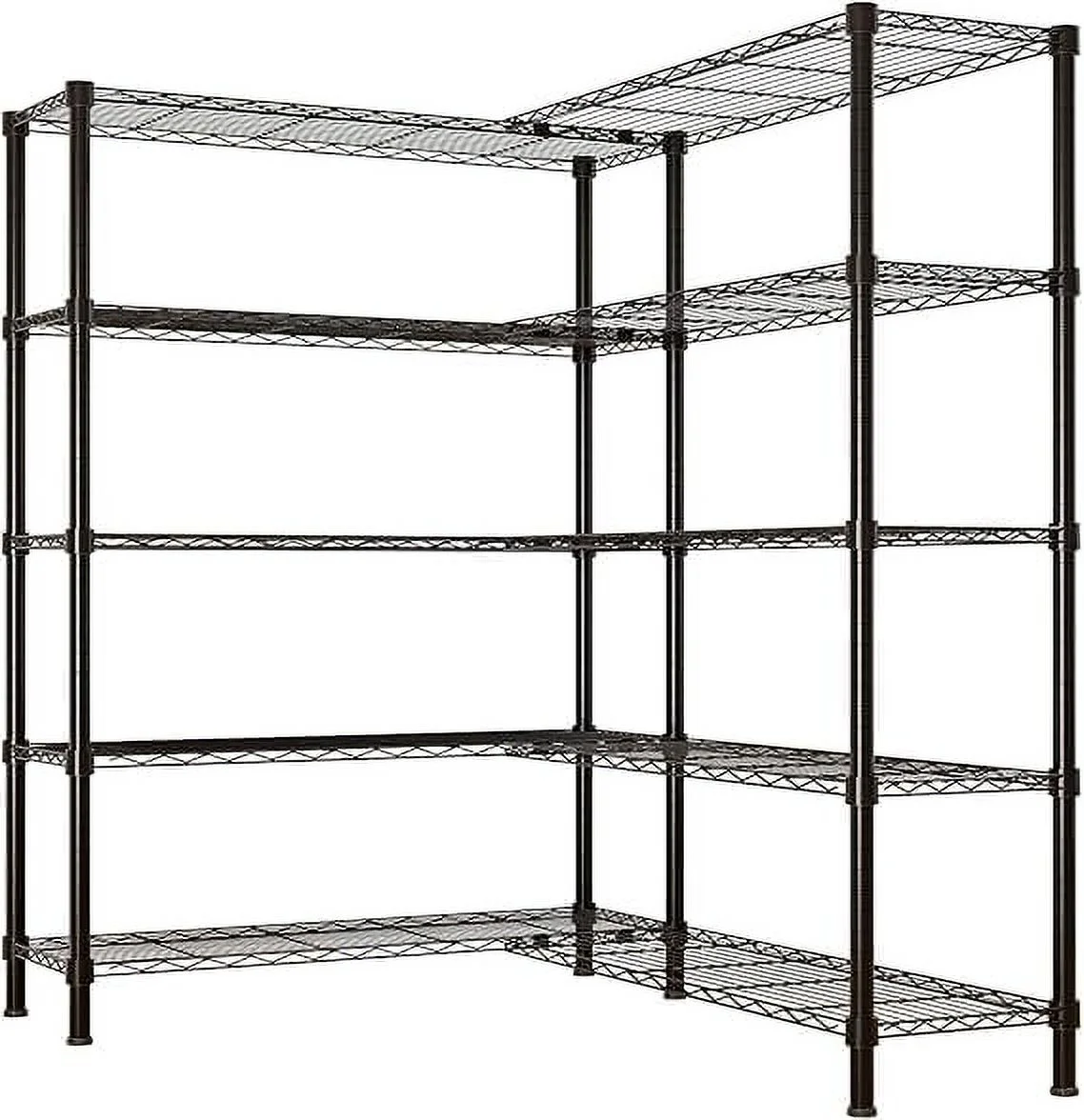 Tier Storage Shelves Standing Shelf Units NSF Wire Garage Organizer Heavy Duty Garage Shelving Unit L Shaped Clothes Rack for Corner Laundry Bathroom Kitchen Pantry Closet (Black, 4 Tire) - Image 10