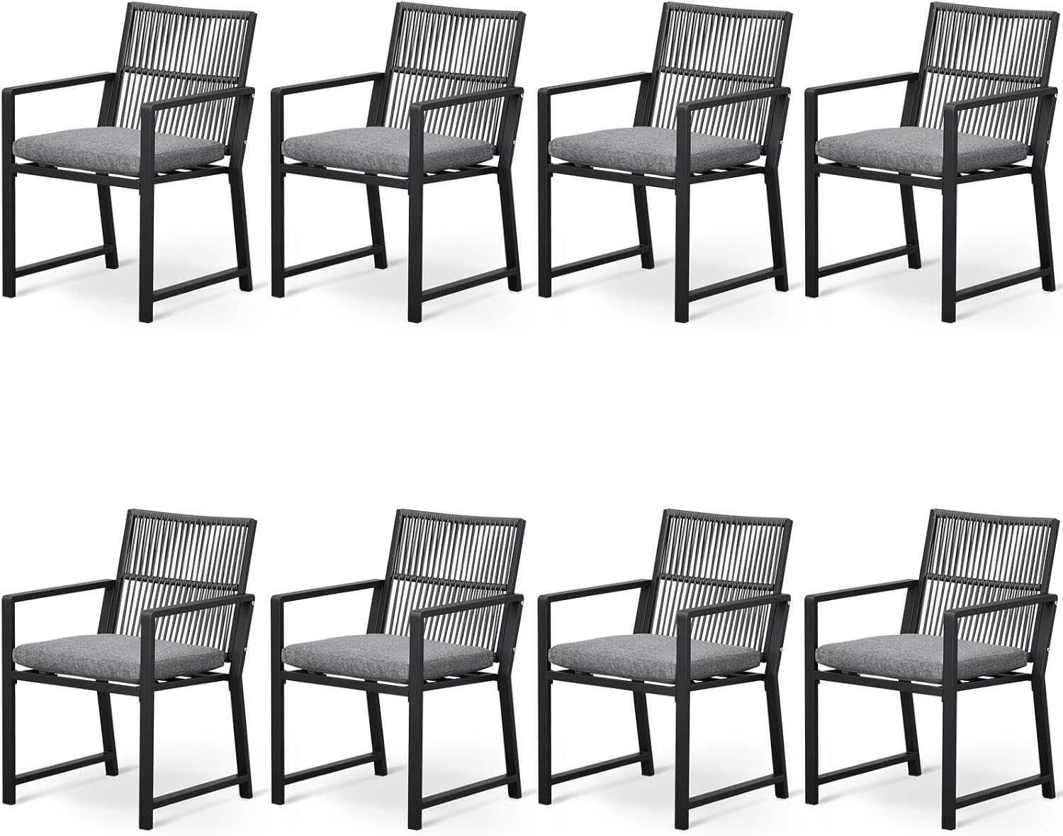 Outdoor HDPE Patio Dining Chairs ,400Lbs,Black,Set of 2 - Image 7