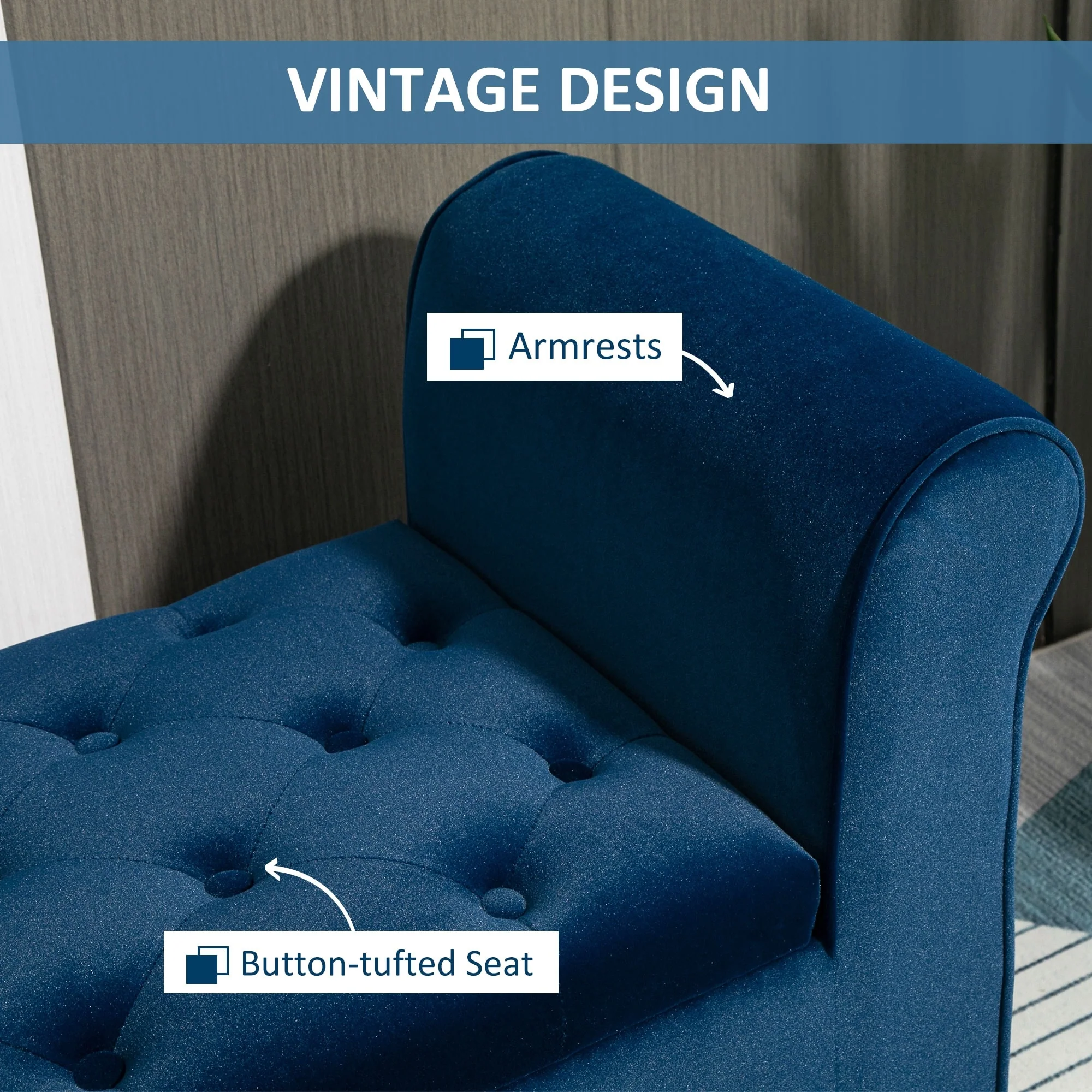 Button-Tufted Storage Ottoman Bench, Upholstered Bed Bench with Rolled Armrests for Bedroom, Living Room and Hallway - Image 24