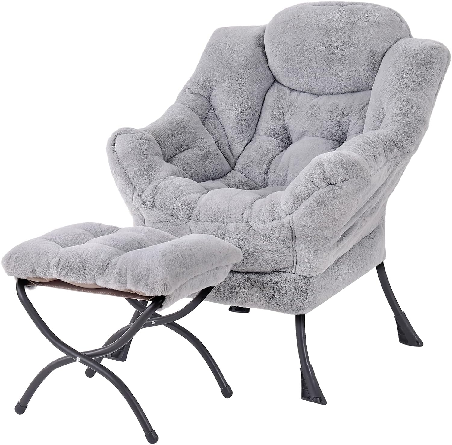 Lazy Chair with Ottoman, Reading Chair with Footrest, Jet Black - Image 7