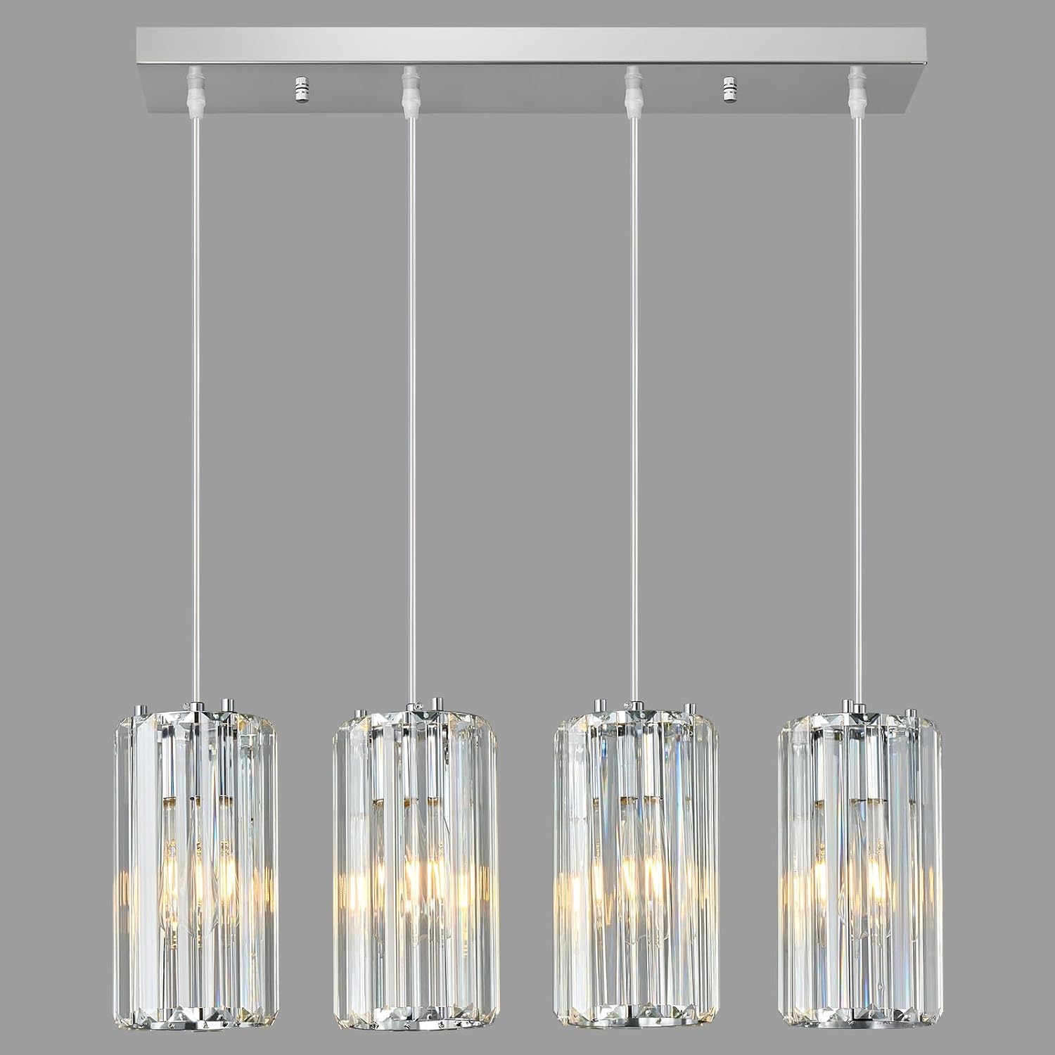 Chrome Pendant Lighting, Modern Pendant Light, Mini Crystal Chandeliers, Adjustable Pendant Light Fixture for Kitchen Island, Dining Room, Corridor & Bedroom (Chrome, 3-Pack) - Image 12
