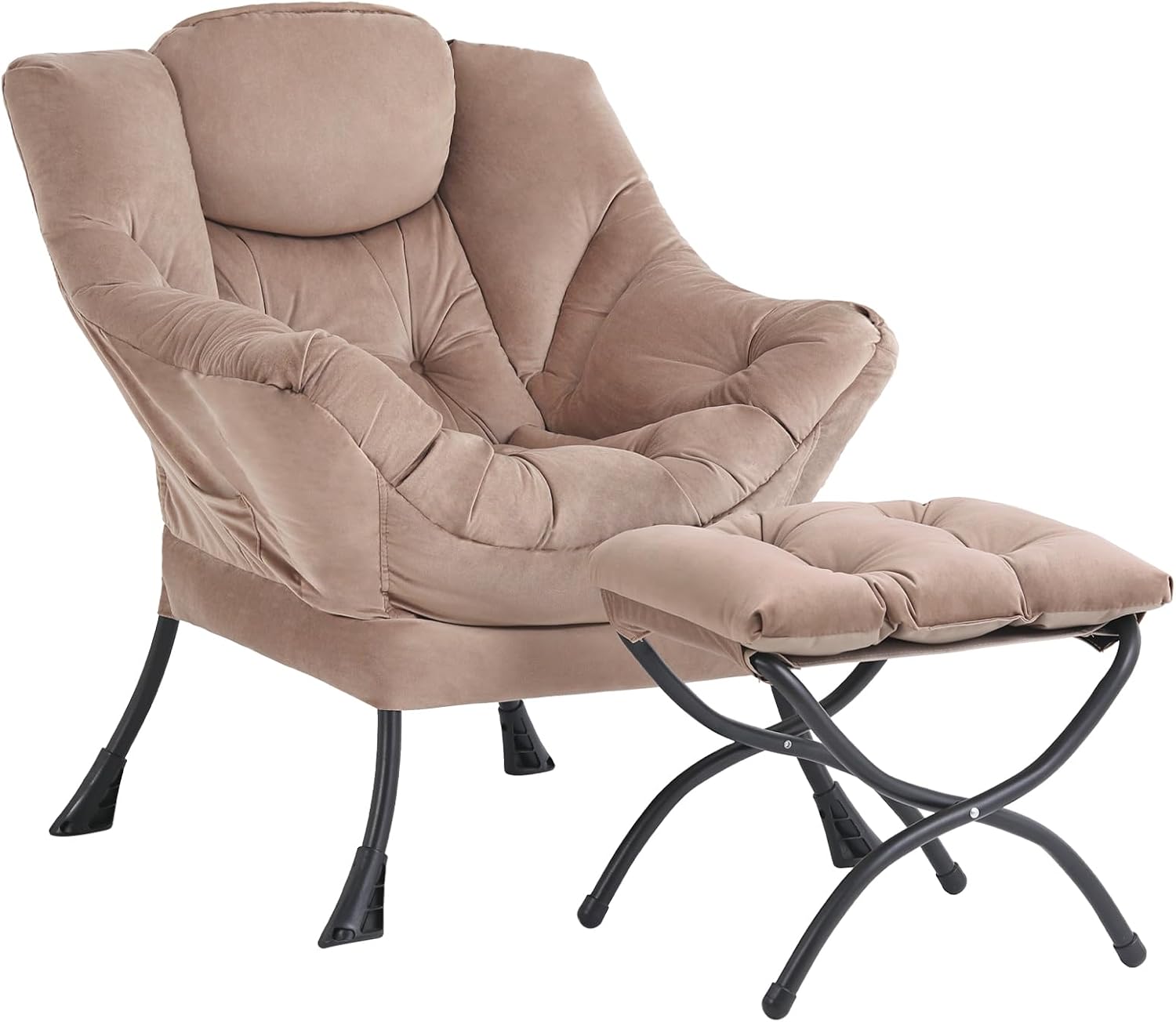 Modern Lazy Chair with Ottoman, Lounge Accent Reading Chair for Living Room - Image 14