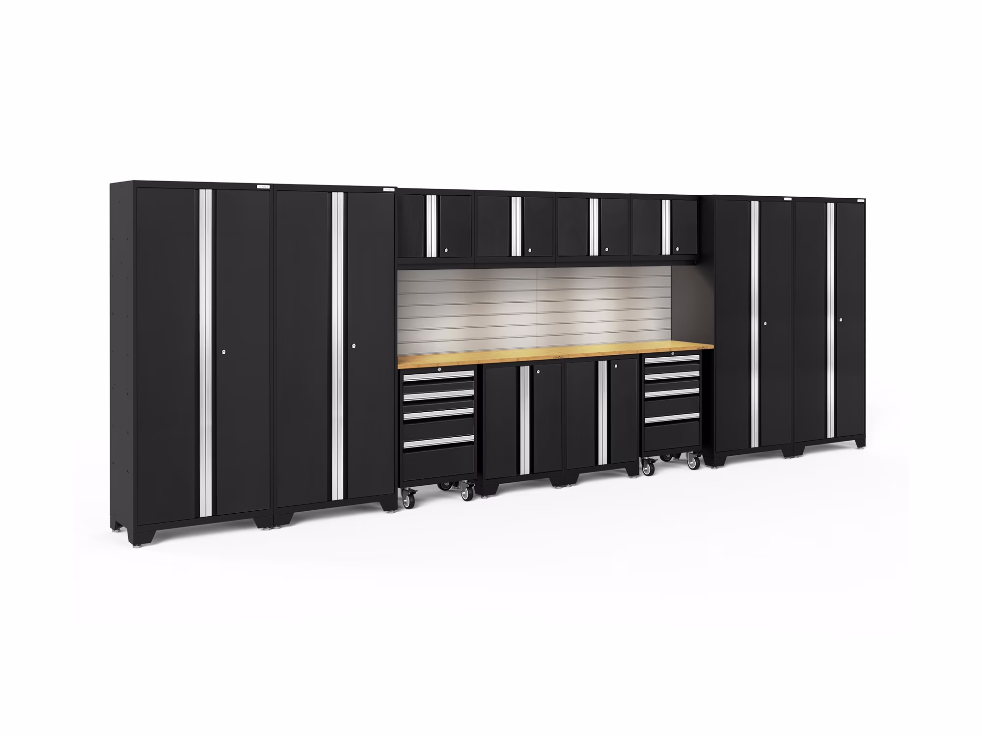 NewAge Products Bold Series Red 14 Piece Cabinet Set, Heavy Duty 24-Gauge Steel Garage Storage System, Slatwall / LED Lights Included - Image 9