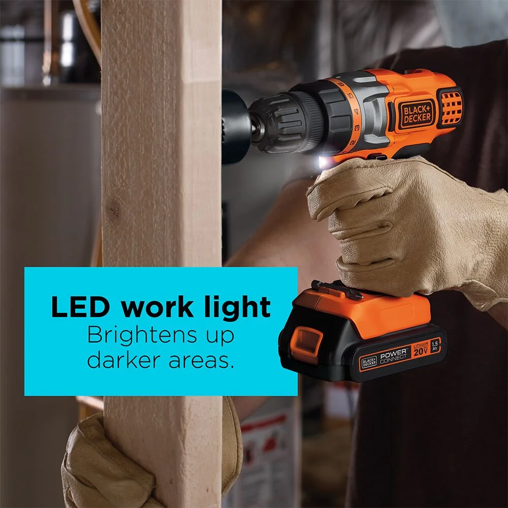 BLACK+DECKER 20V Cordless Drill/Driver, Lithium Ion Battery and Charger Included - Image 5