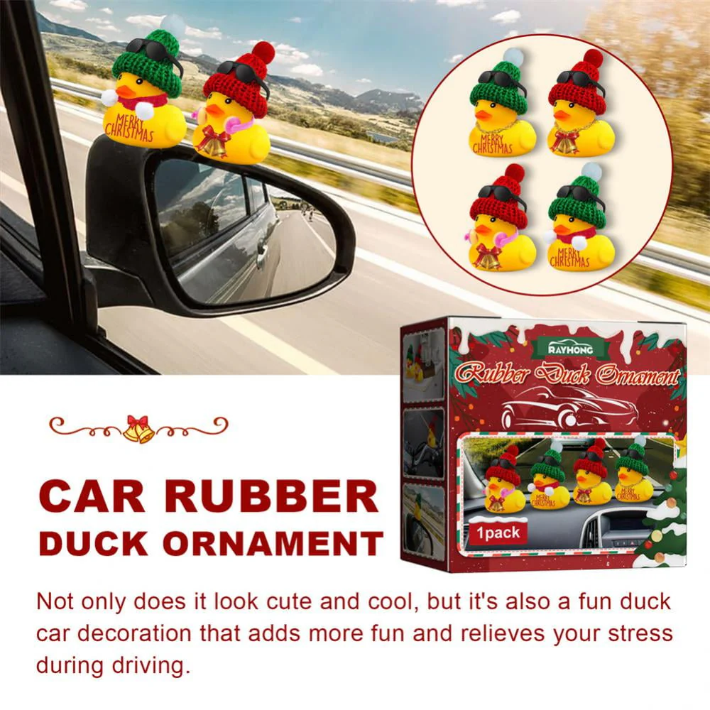 Auto Interior Dashboard Car Dashboard Decorative Cute Cool Christmas Automobile Rubber Duck Easy To Install Car Decoration Items - Image 5