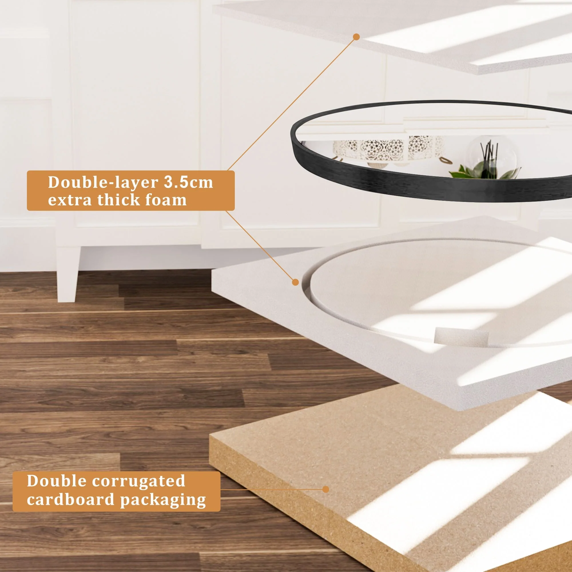 Modern Round Bathroom Vanity Mirror, Wall Mounted Circular Mirror for Bathroom, Bedroom and Home Decor - Image 42