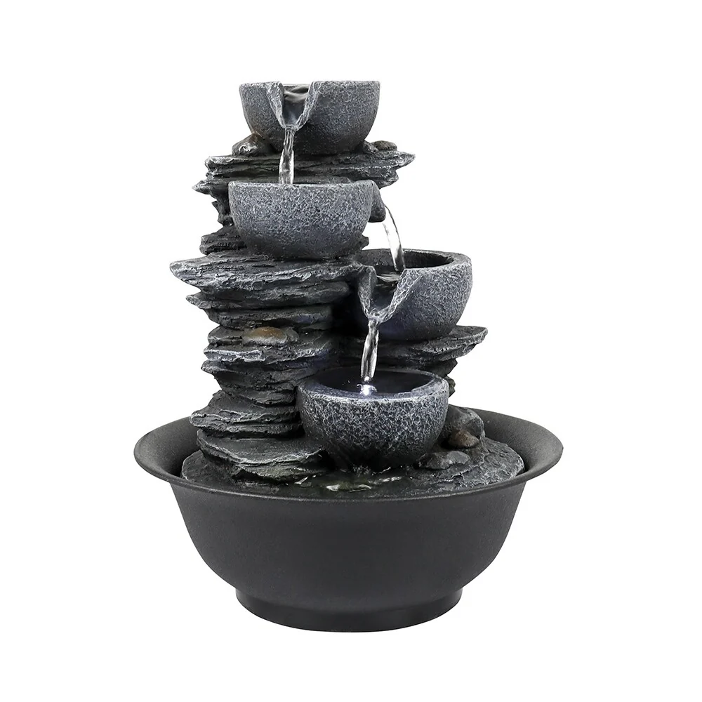 4-Tier Indoor Water Fountain, Relaxing Waterfall Feature for Home, Living Room and Bedroom Decor - Image 6