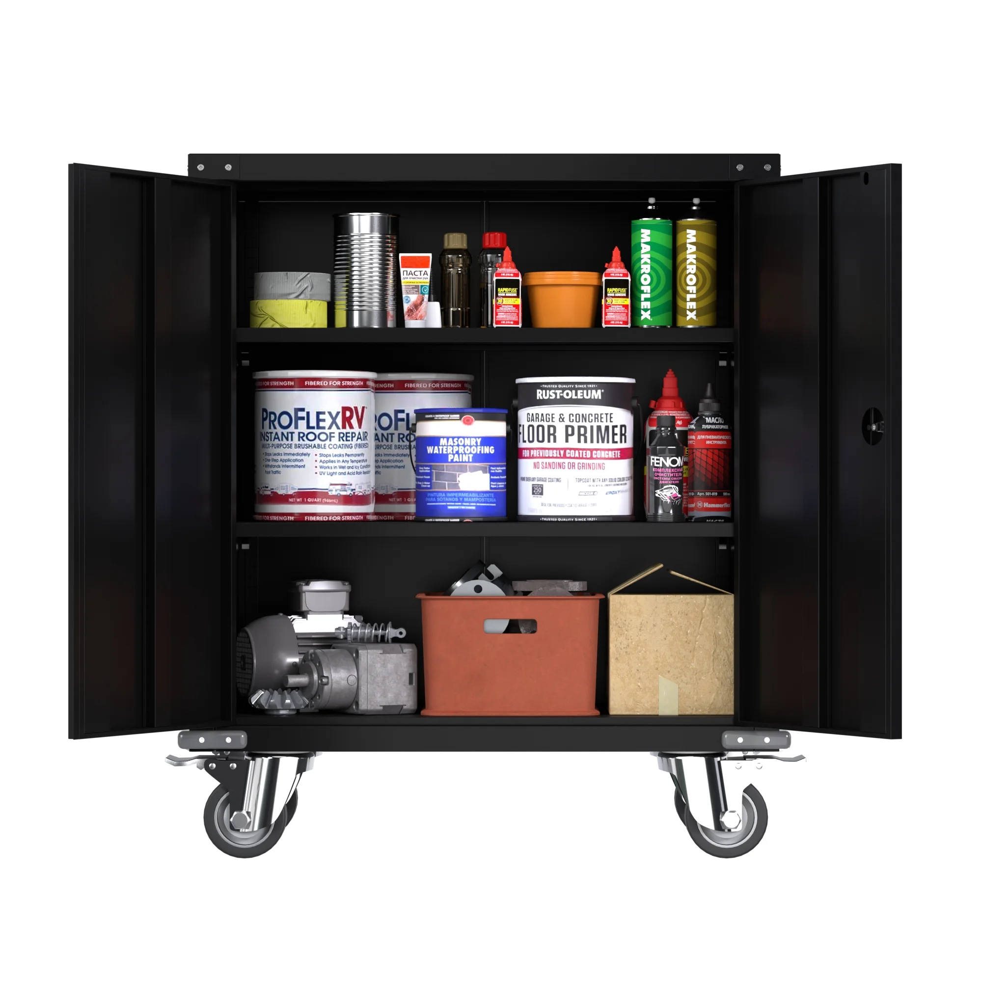 Aobabo Metal Storage Cabinet with Lock,Garage Storage Cabinet with Wheels,72In Steel Storage Cabinet for Garage Home Storage, Black Required-Assembly - Image 69