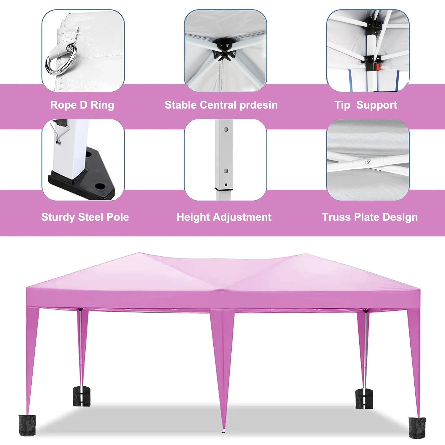 Trilenars 10'x20' Pop-up Canopy Tent With 6 Removable Sidewalls, Waterproof Outdoor Instant Gazebo For Patio Outdoor Wedding Parties And Commercial Events - Image 6