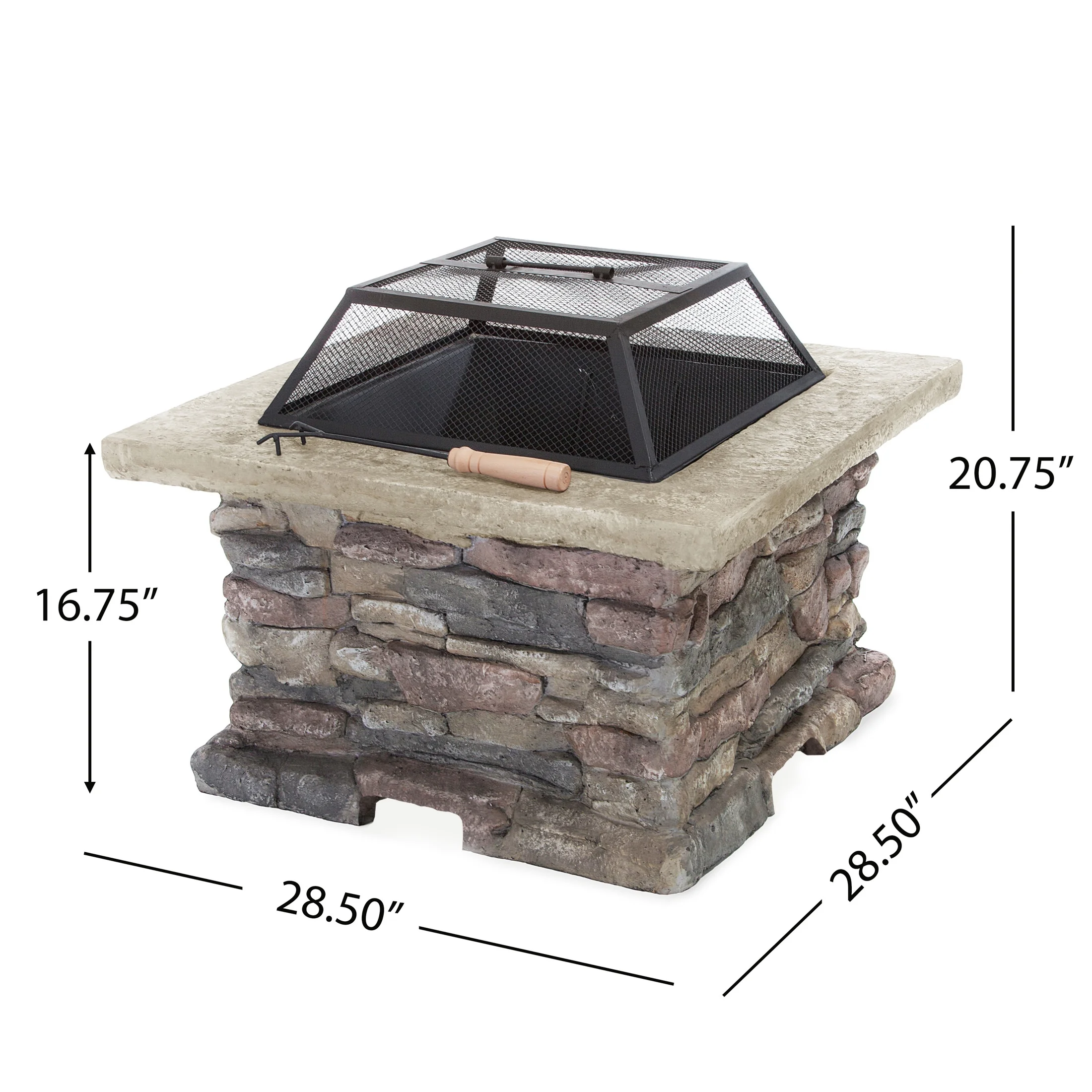 Christopher Knight Home 28.5" Outdoor Patio Wood Burning Fire Pit with Lid, MGO Base & Iron Bowl, Stone Gray - Image 5