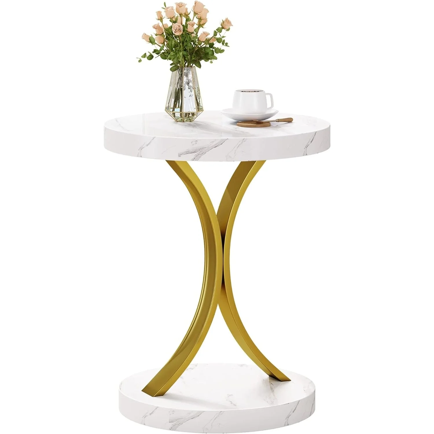 Modern Gold Console Table with Marbled Top, Sofa Table for Entryway and Hallway - Image 9