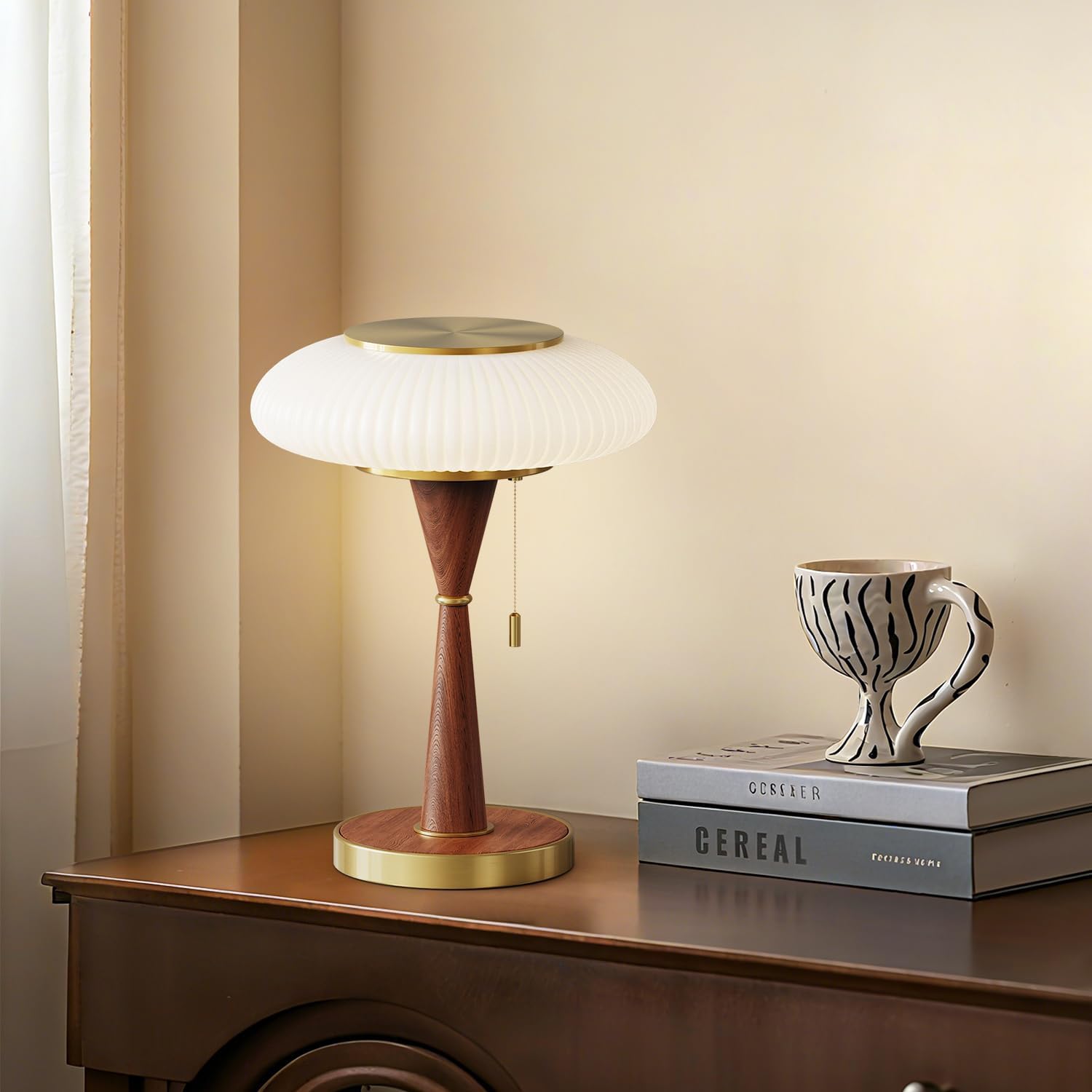 Mushroom Lamp Table Lamp for Bedroom,Desk Bedside Small Lamps for Living Room Night Stands,Mushroom Decor Cute Mini Modern Mid Century Lamps,Aesthetic Home Living Room Decor (Gold+ Yellow Shade)