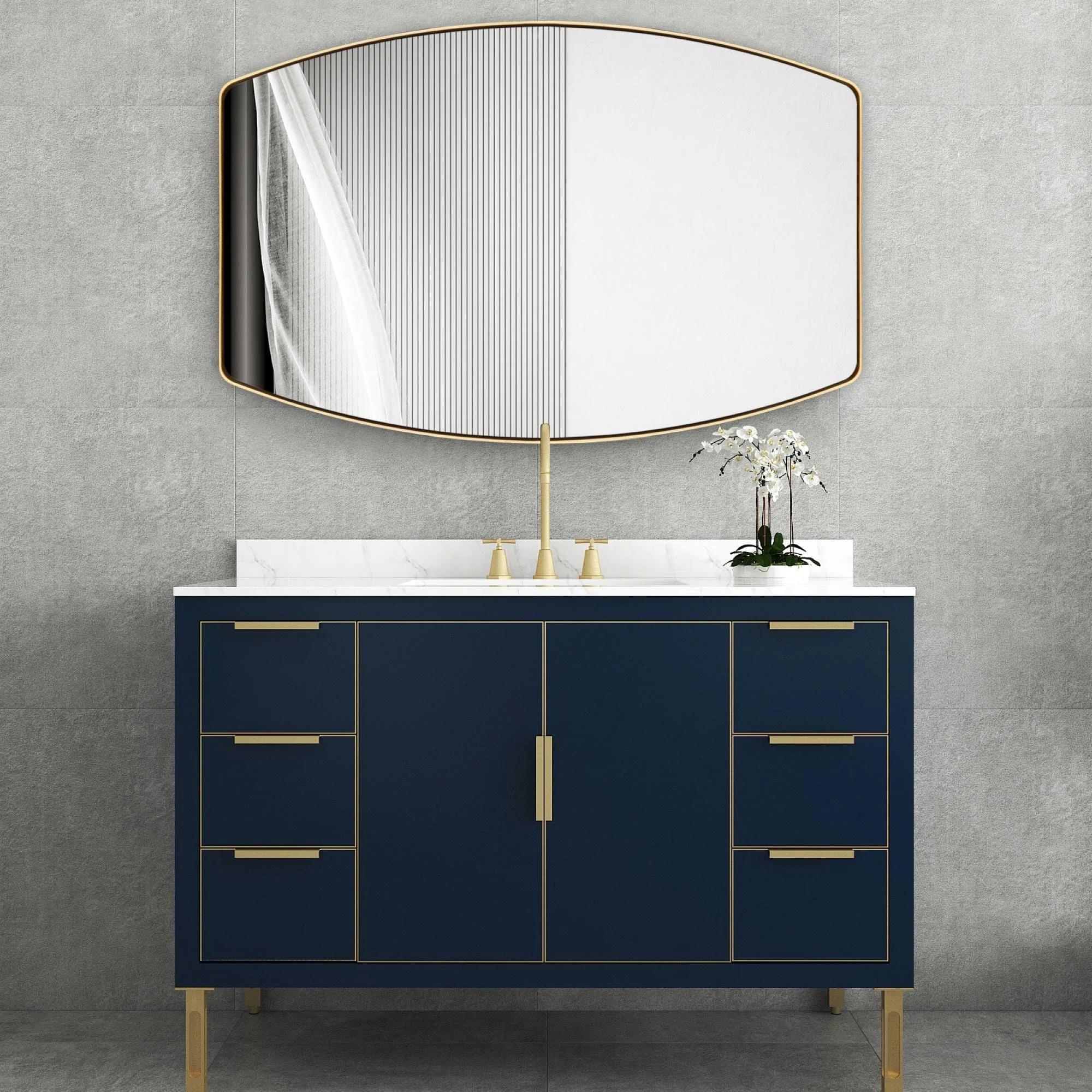 Modern Oblong Metal Wall Mirror, Decorative Elongated Hanging Mirror for Living Room, Bedroom and Entryway - Image 4