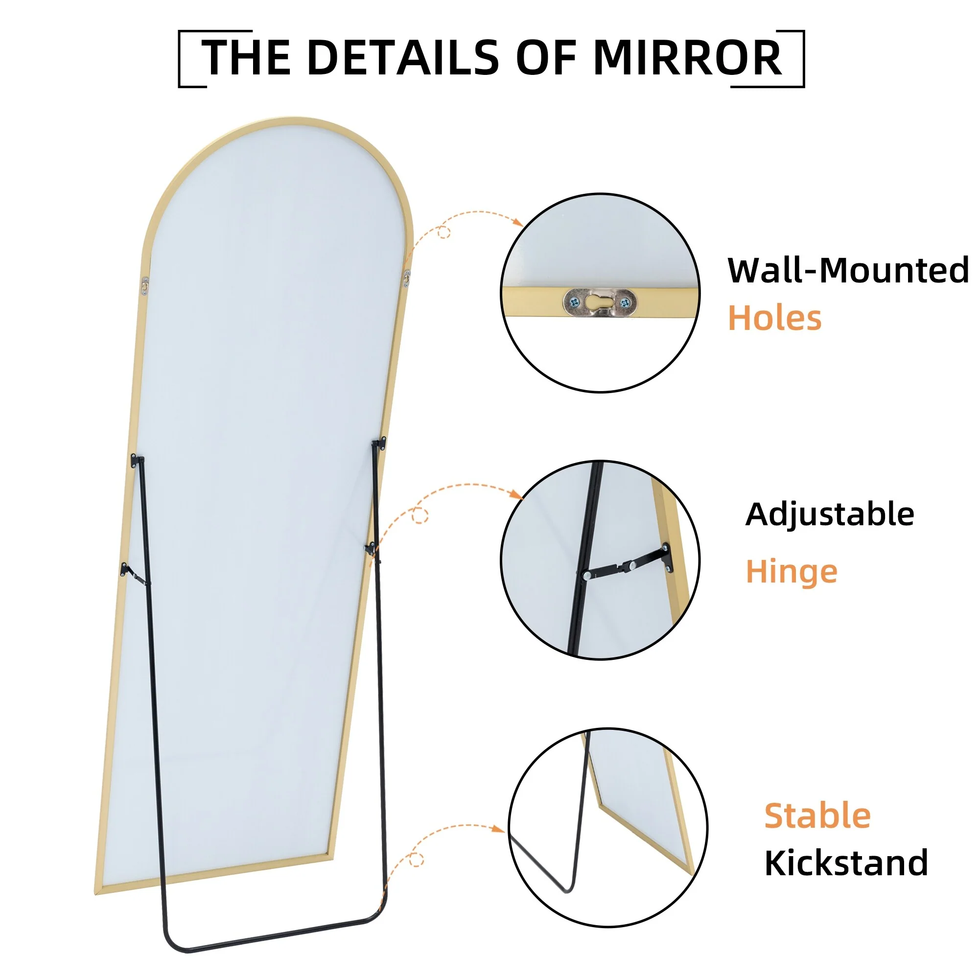 64x21 Full Length Floor Mirror, Large Full Body Aluminum Alloy Frame Standing Mirror with Stand and Wall Mount Option - Image 35