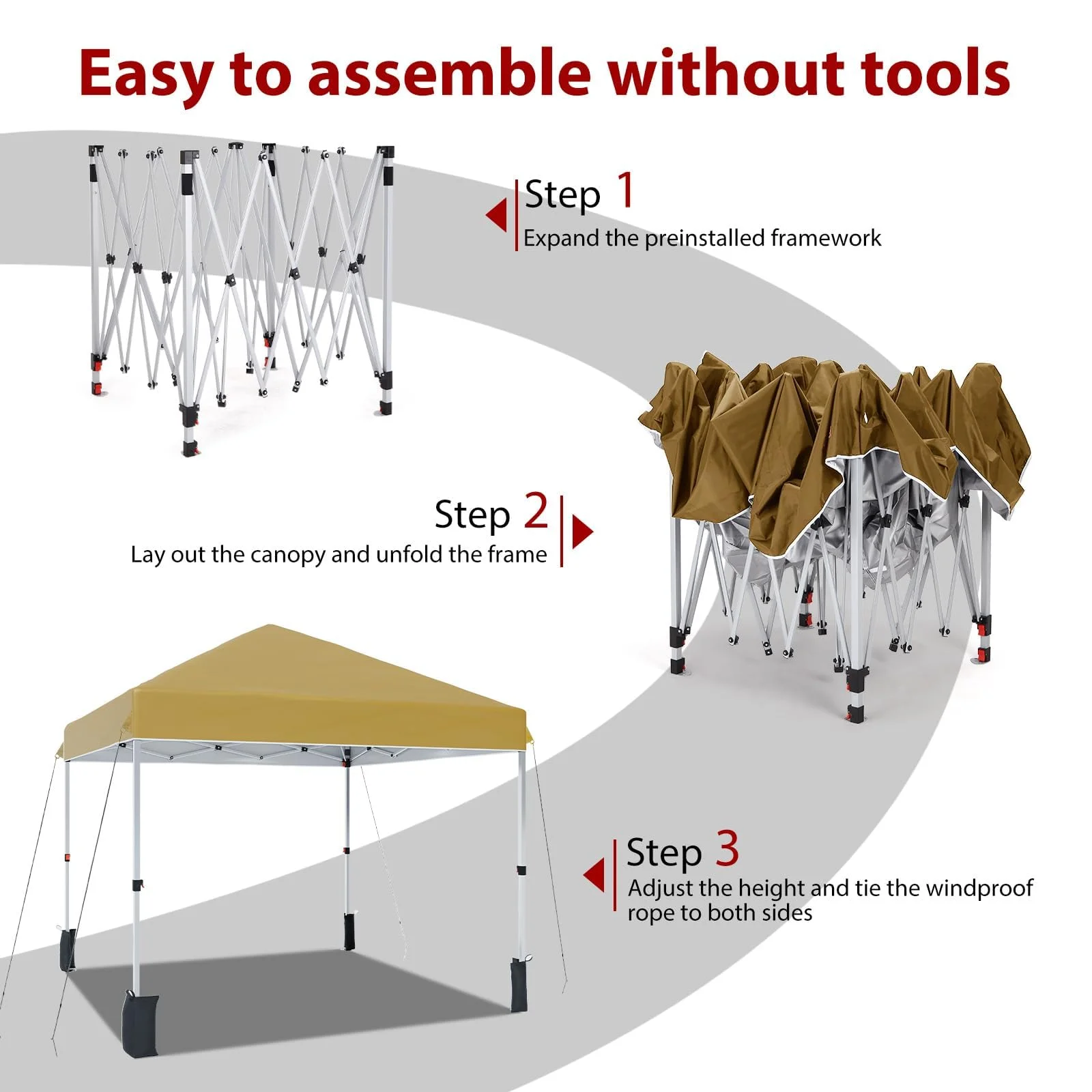 Luku 10x10ft Instant Pop-Up Canopy Tent with Patented Center Lock System, Portable Wheeled Carry Bag, Adjustable Height Straight Legs for Outdoor, Garden, Market, Patio, Yard - Image 11