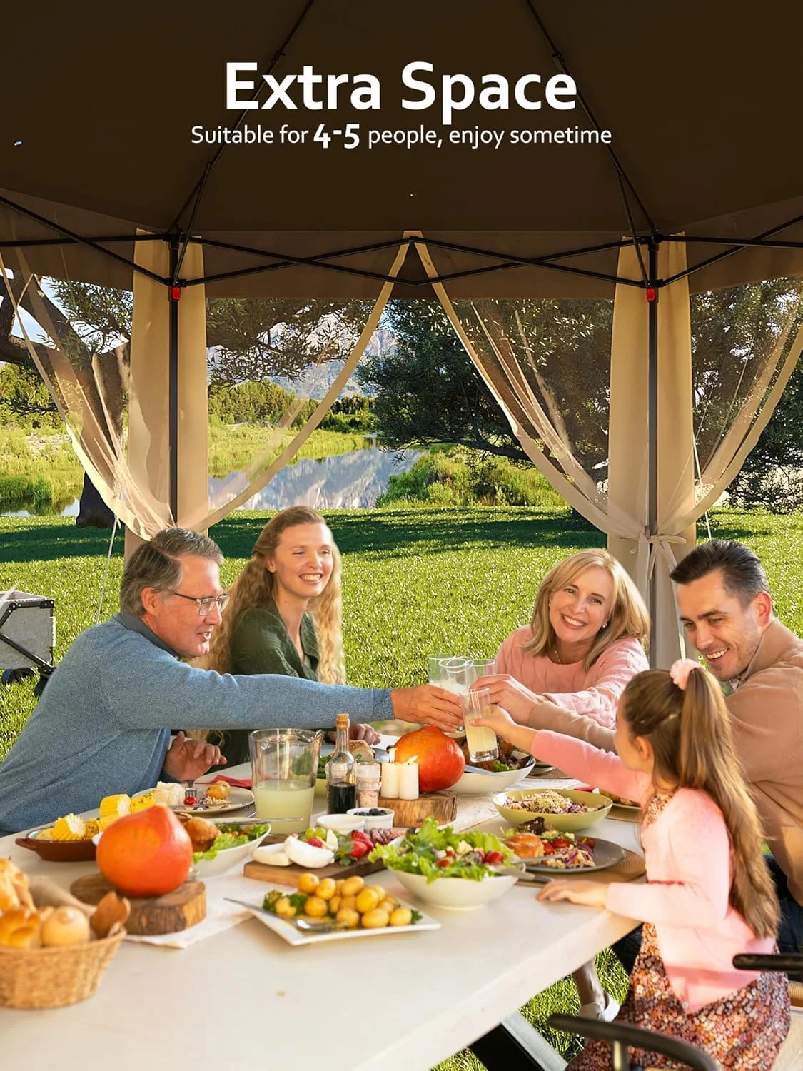 13x13 Gazebo Outdoor Canopy Shelter,Instant Patio Gazebo Sun Shade Canopy Tent with 6 Zippered Mesh Netting and Strong Steel Frame for Lawn,Garden,Backyard,Deck Party - Image 14