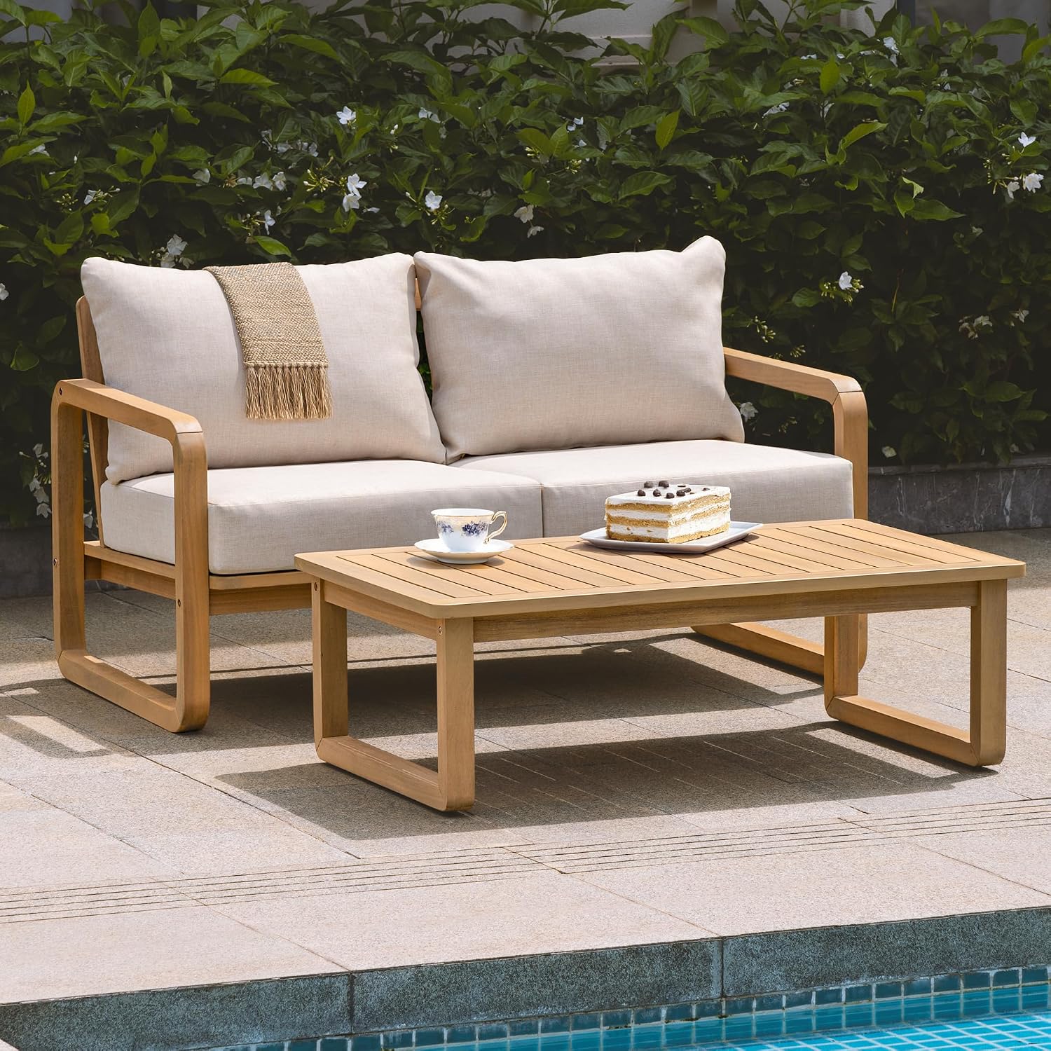 Heavy Duty 500lbs Weight Capacity Wicker Bistro Table and Chairs Set of 2 with Premium Olefin Fabric Soft Cushions - Image 2
