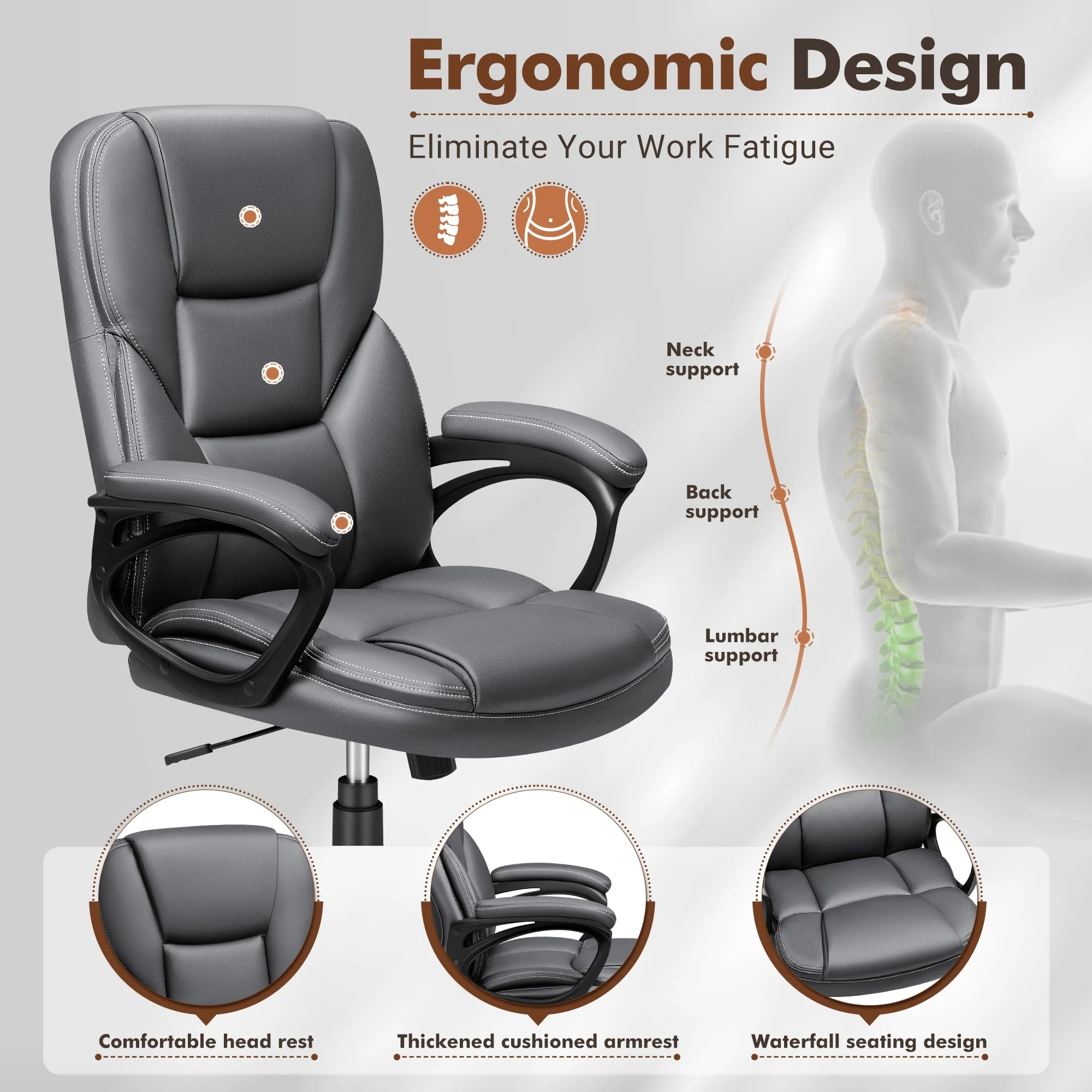 High Back Executive Office Chair, Ergonomic Computer Desk Chair for Home and Office - Image 18